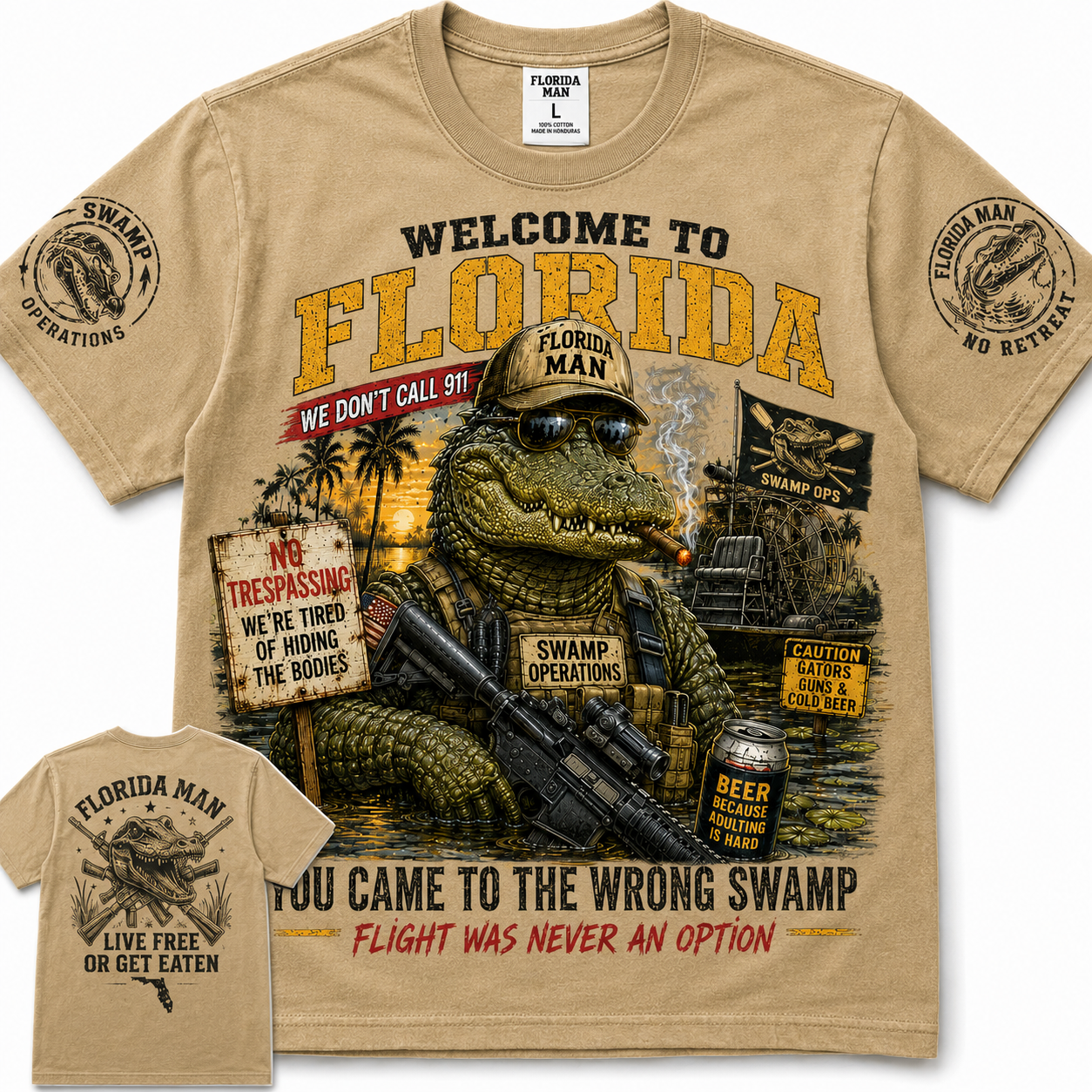 Loenoo Facebook ad: Florida Swamp Ops No Trespassing Tee