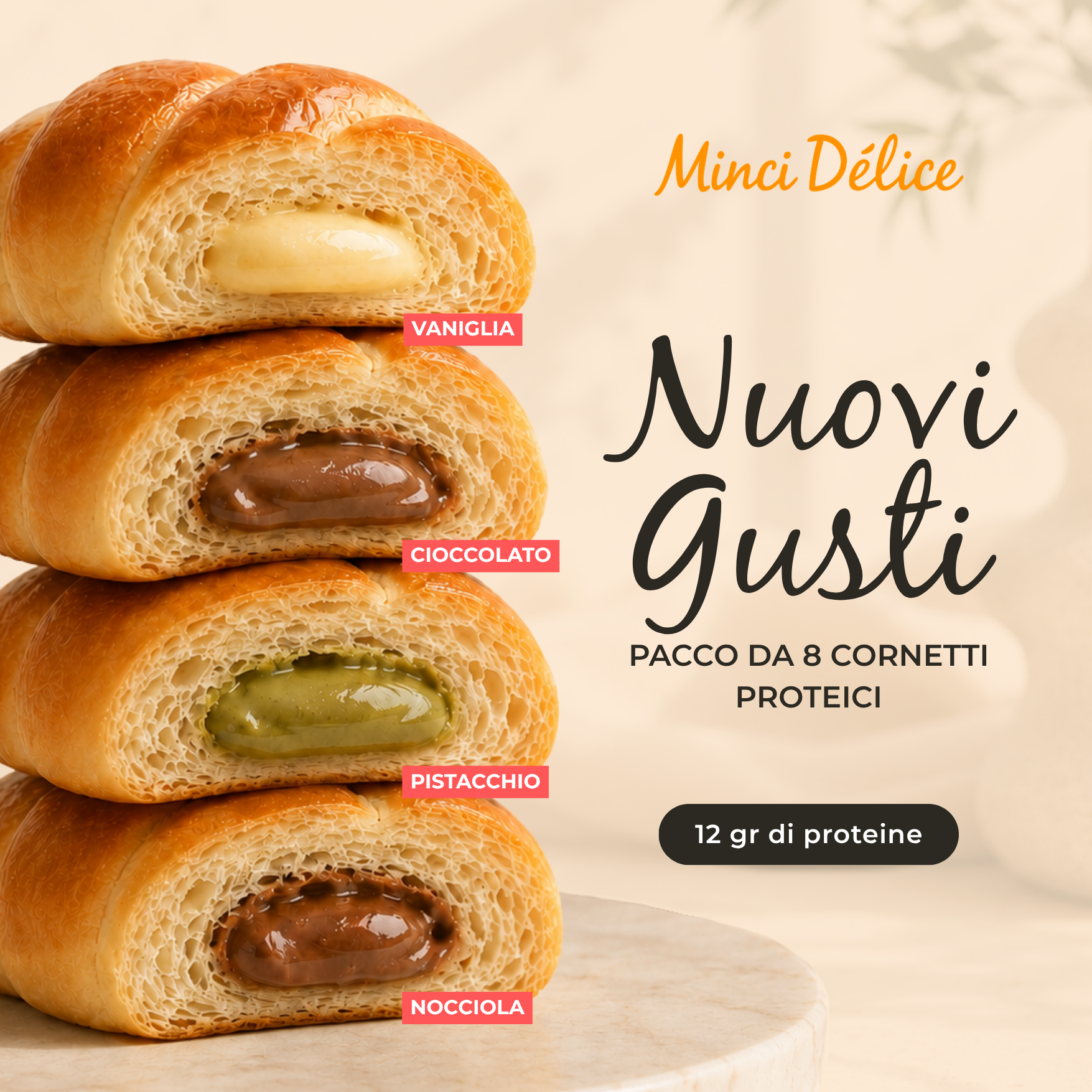 MinciDélice Italia Facebook ad: Per Ripieno, Ricco di Proteine