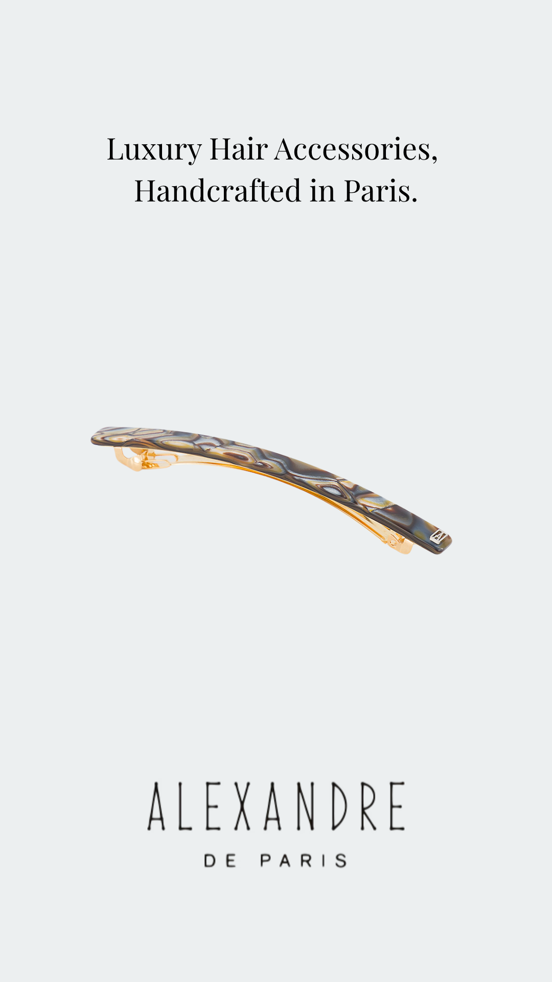 Transatlantic Jewels Facebook ad: Tuileries Acetate Fin Barette