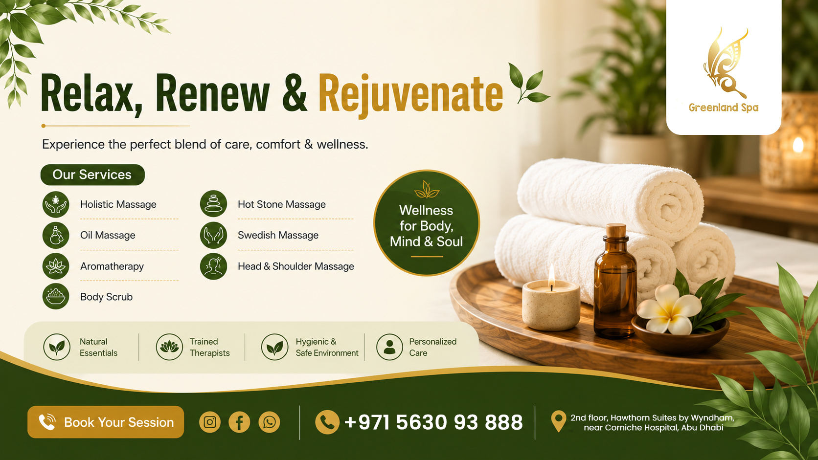 Greenland Spa Abu Dbhi Facebook ad from Aug 19, 2026