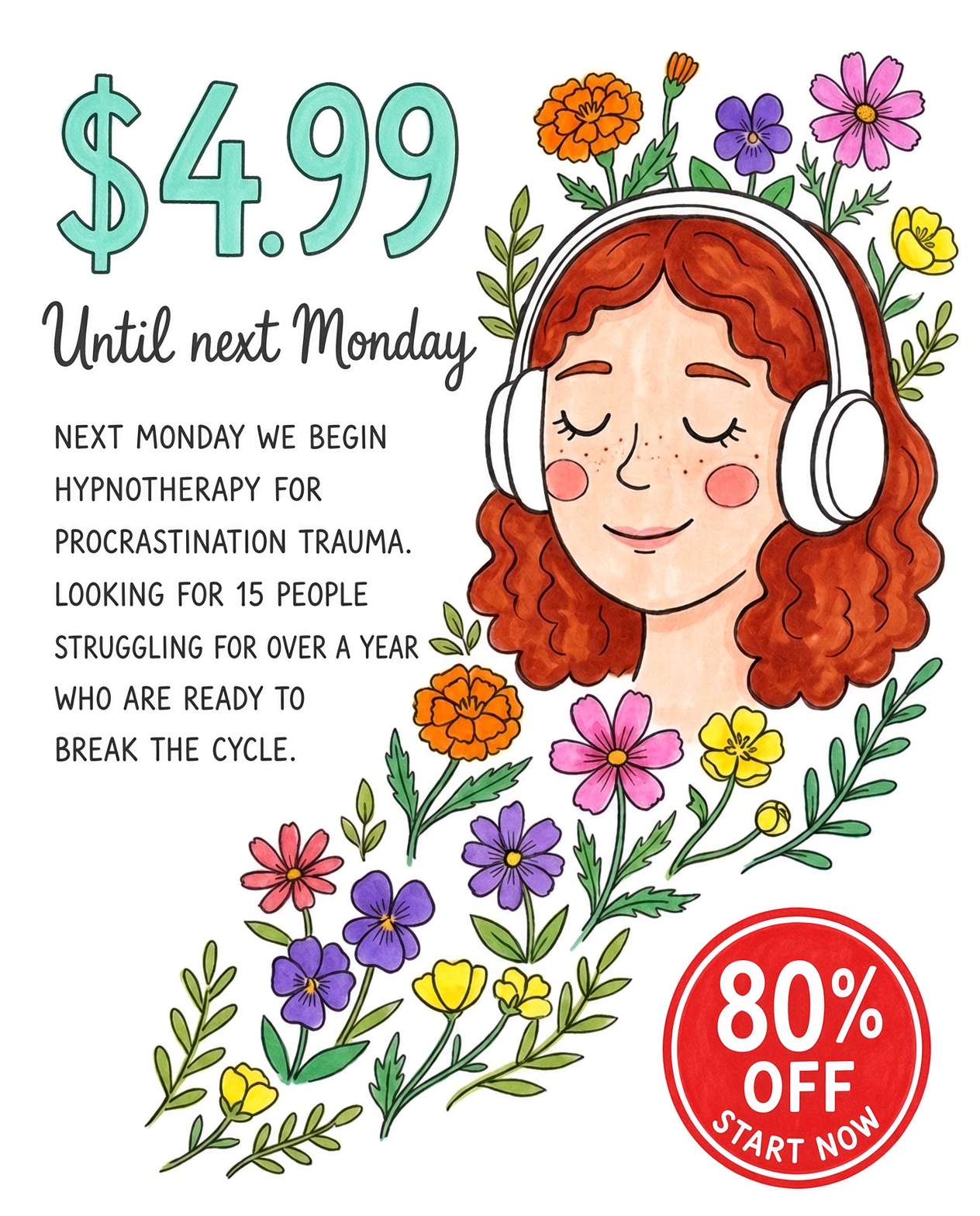 Hypnozio: power of hypnotherapy Facebook ad: Join Hypnotherapy Course To Beat Procrastination