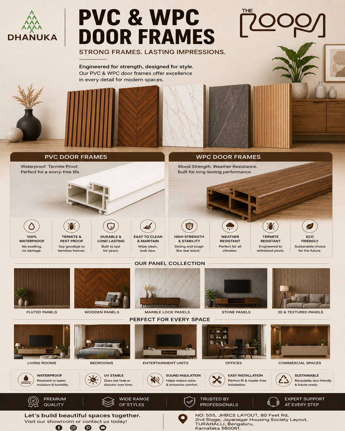 The Rooom Facebook ad: Your Dream Space Deserves Premium Materials.