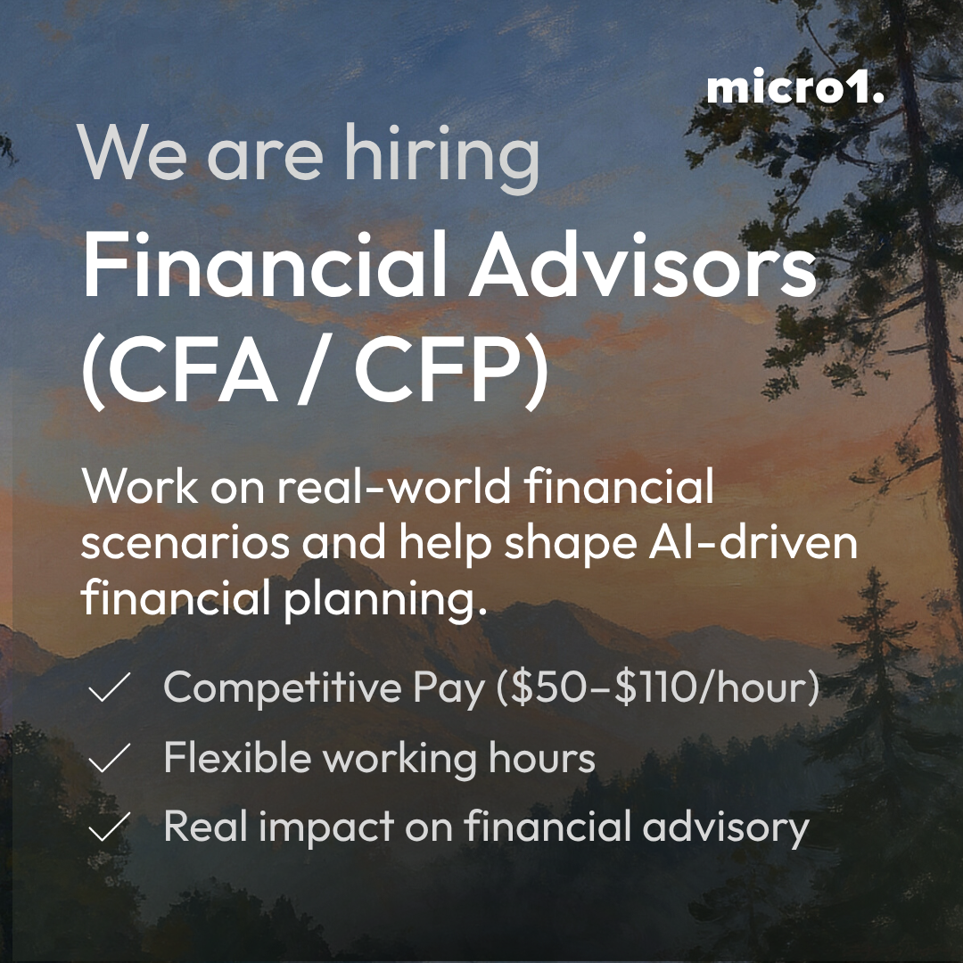 micro1 Facebook ad: Hiring Financial Advisor (CFA or CFP)