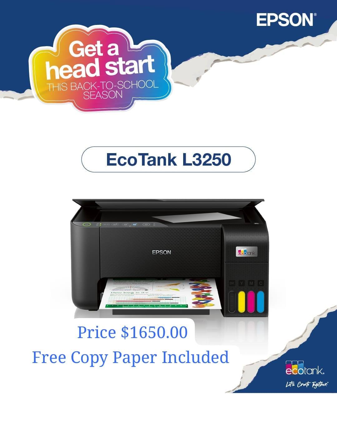 Mikfa Trading Company Ltd. Facebook ad: Epson EcoTank L3250 Wireless Multifunction Printer with…