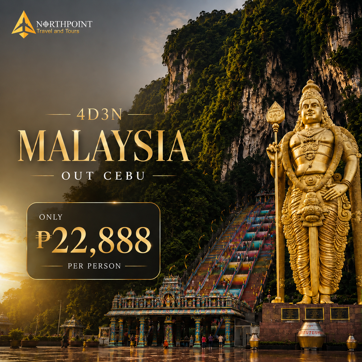 Northpoint Travel and Tours Facebook ad: Malaysia Family Getaway from Cebu, ₱22,888 Lang!