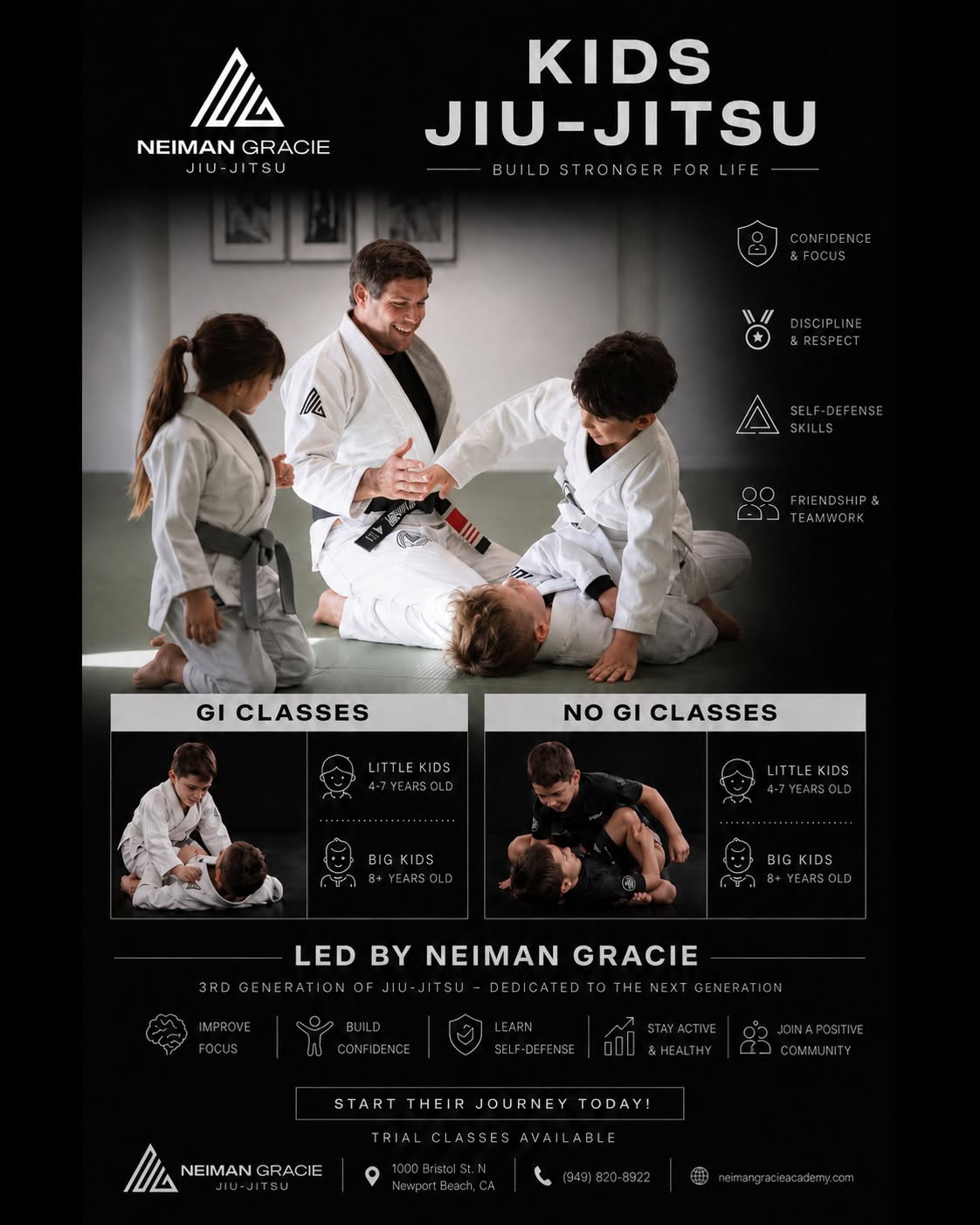 Neiman Gracie Jiu-Jitsu Academy Facebook ad: Book a FREE trial class