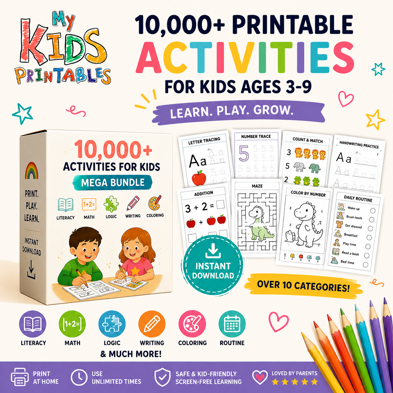 My Kids Printables Facebook ad: 10,000+ Printable Activities for Kids