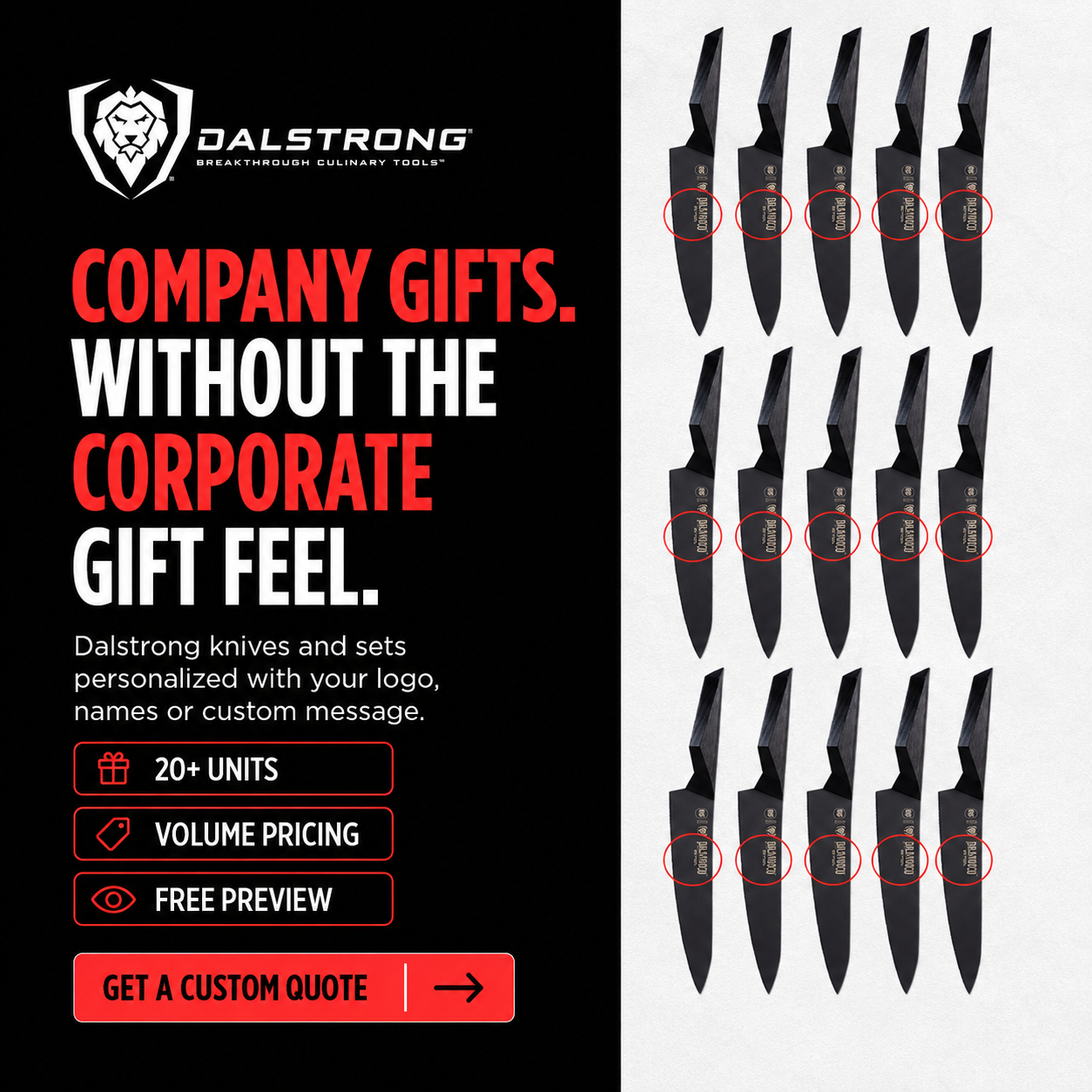 Dalstrong Facebook ad: Corporate Gifts They'll Keep