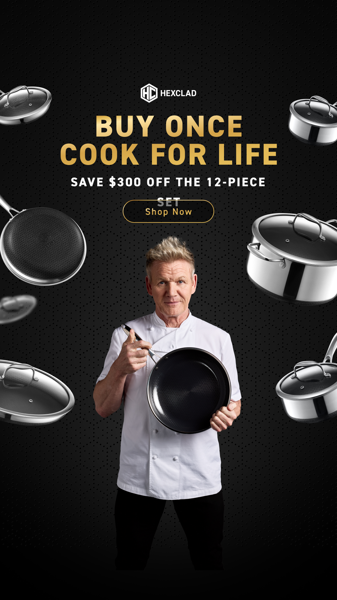 Gordon Ramsay Facebook ad: Invest Once. Cook for Life.