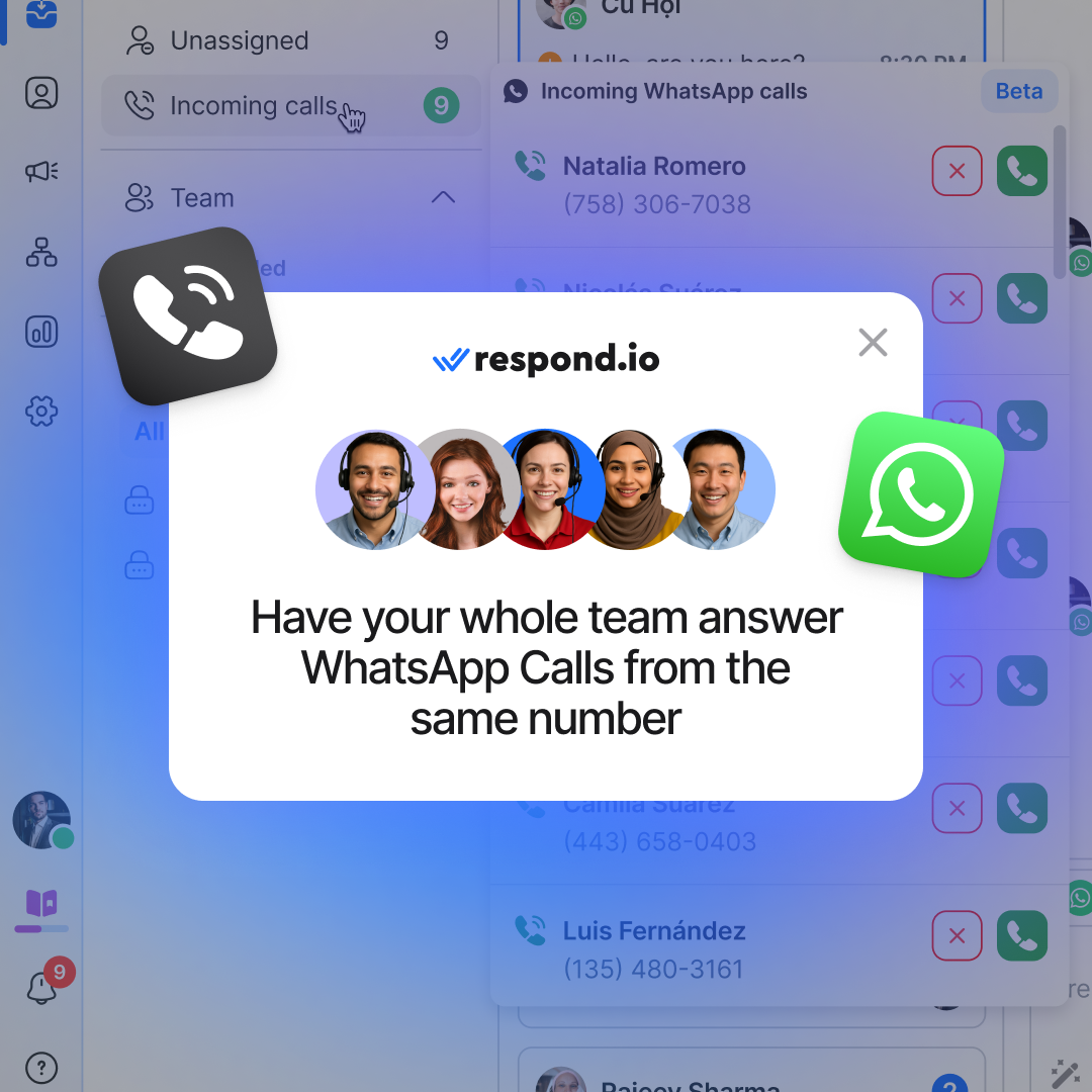respond.io Facebook ad: One WhatsApp number for your entire team