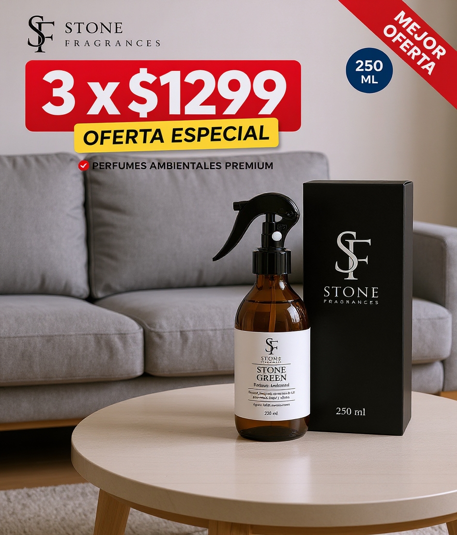 Stone Fragrances México Facebook ad: Llévate 3 perfumes ambientales por $1,299