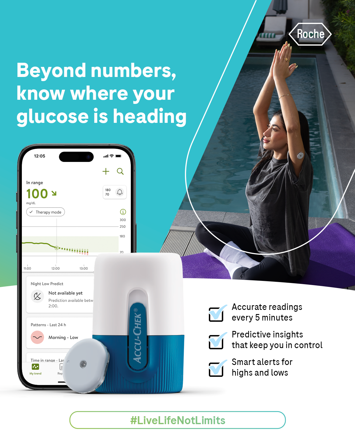 Roche Diabetes Care ME Facebook ad: Be empowered by knowing your current glucose value…