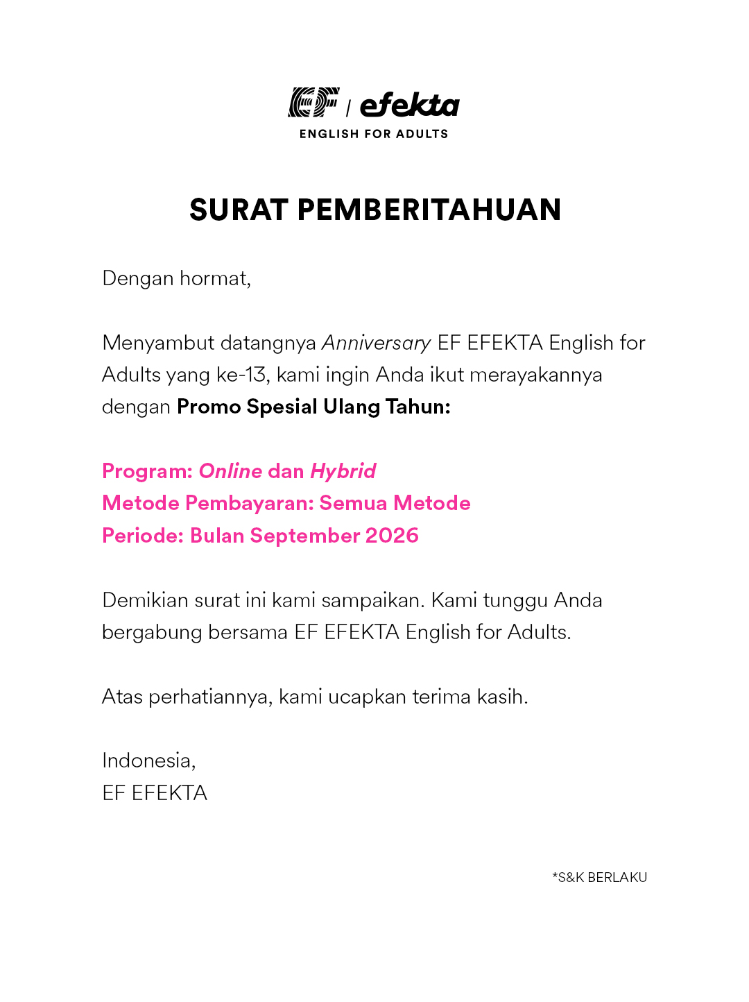 EF Adults Indonesia Facebook ad