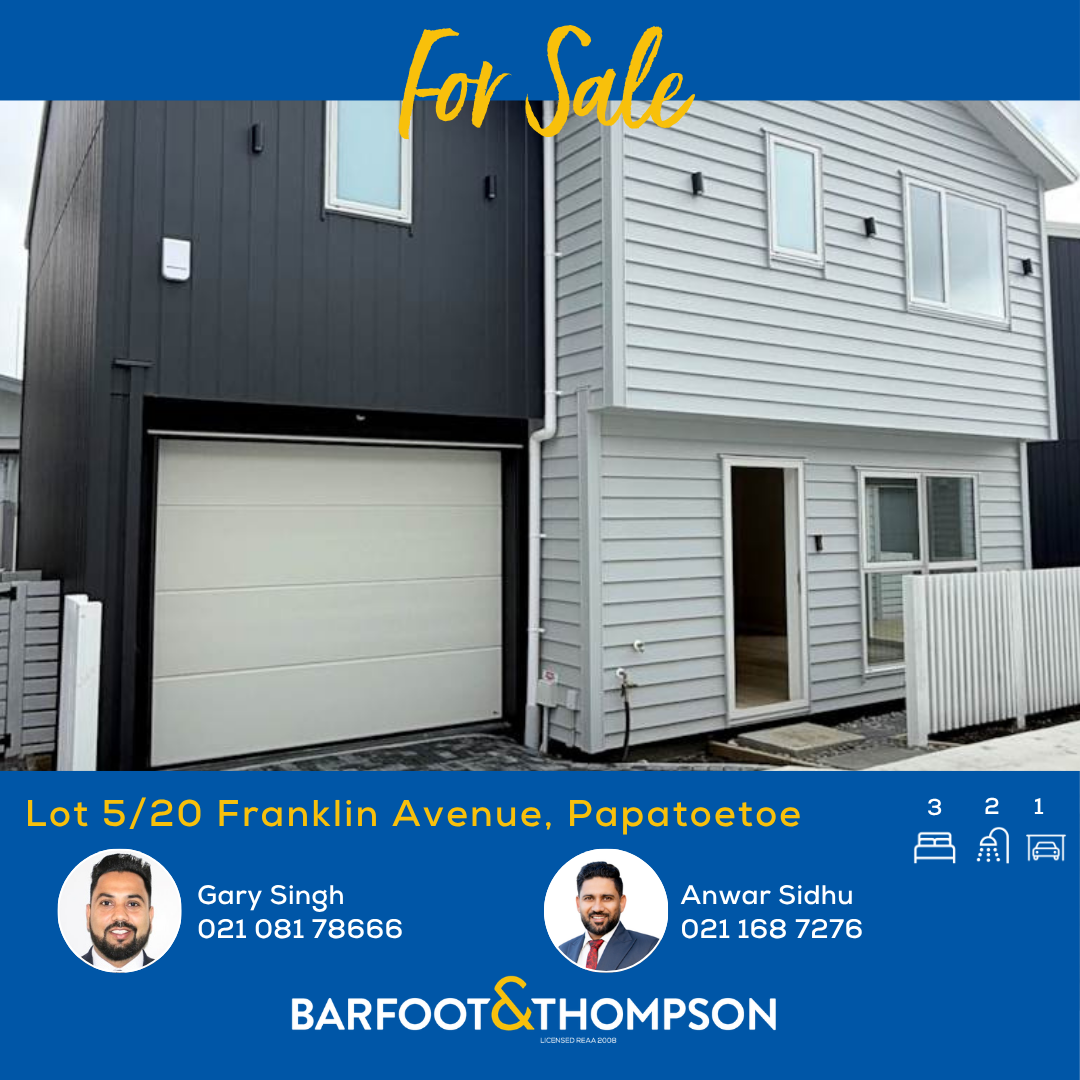 Barfoot & Thompson Otahuhu Facebook ad: Lot 5/20 Franklin Avenue, Papatoetoe