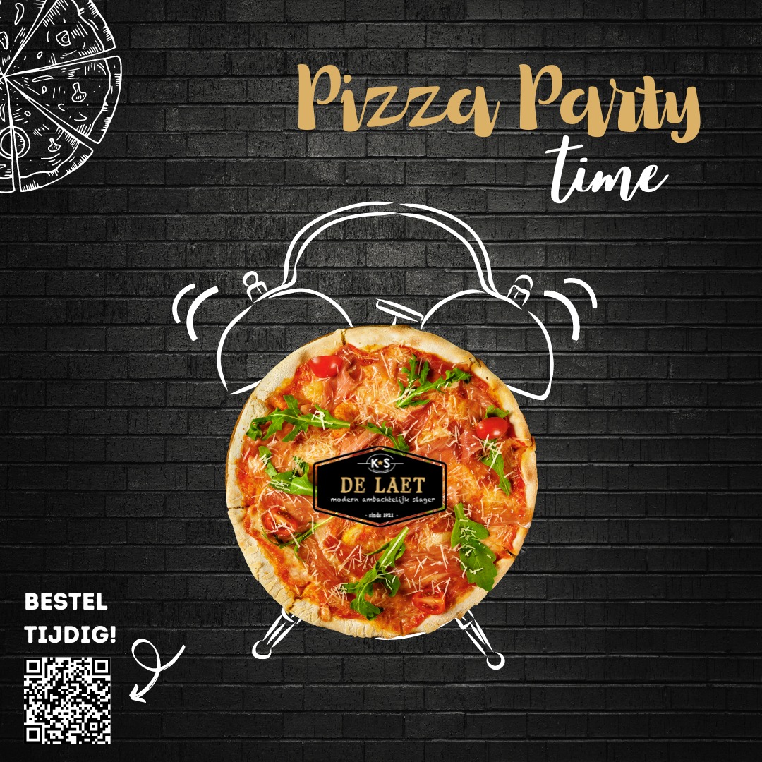 Slagerij De LAET Facebook ad: Pizzafeestje aan huis