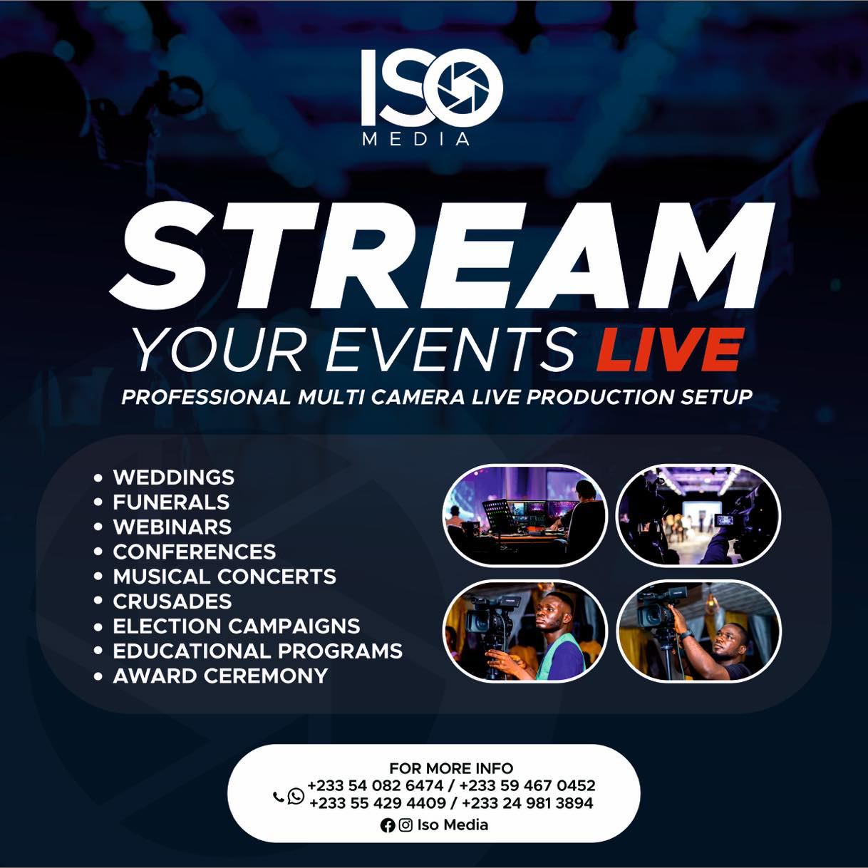 ISO Media Facebook ad: Livestream any event with us!