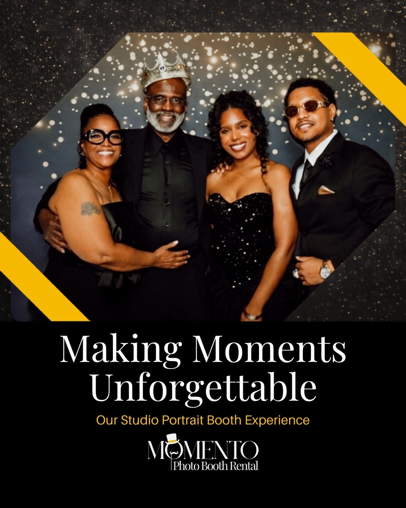 momentophotoboothrentals Facebook ad: Crowned. Celebrated. Captured.