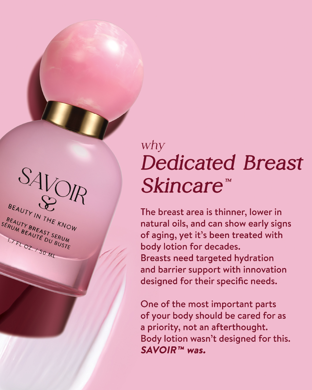 Savoir Facebook ad: We’ve perfected face skincare.�We’ve optimized body…