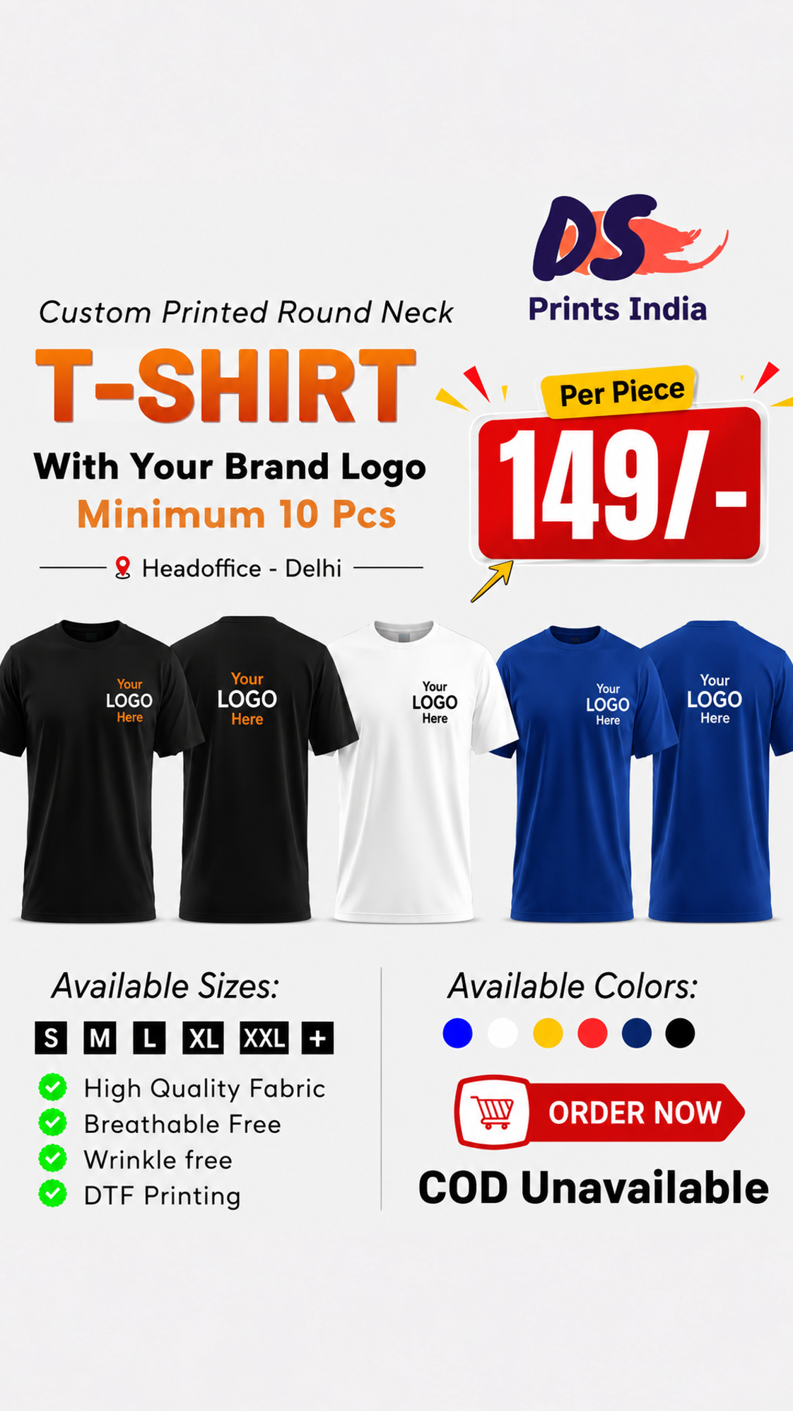 DS Prints India Facebook ad: Custom Printed T-Shirts Starting ₹149/-
