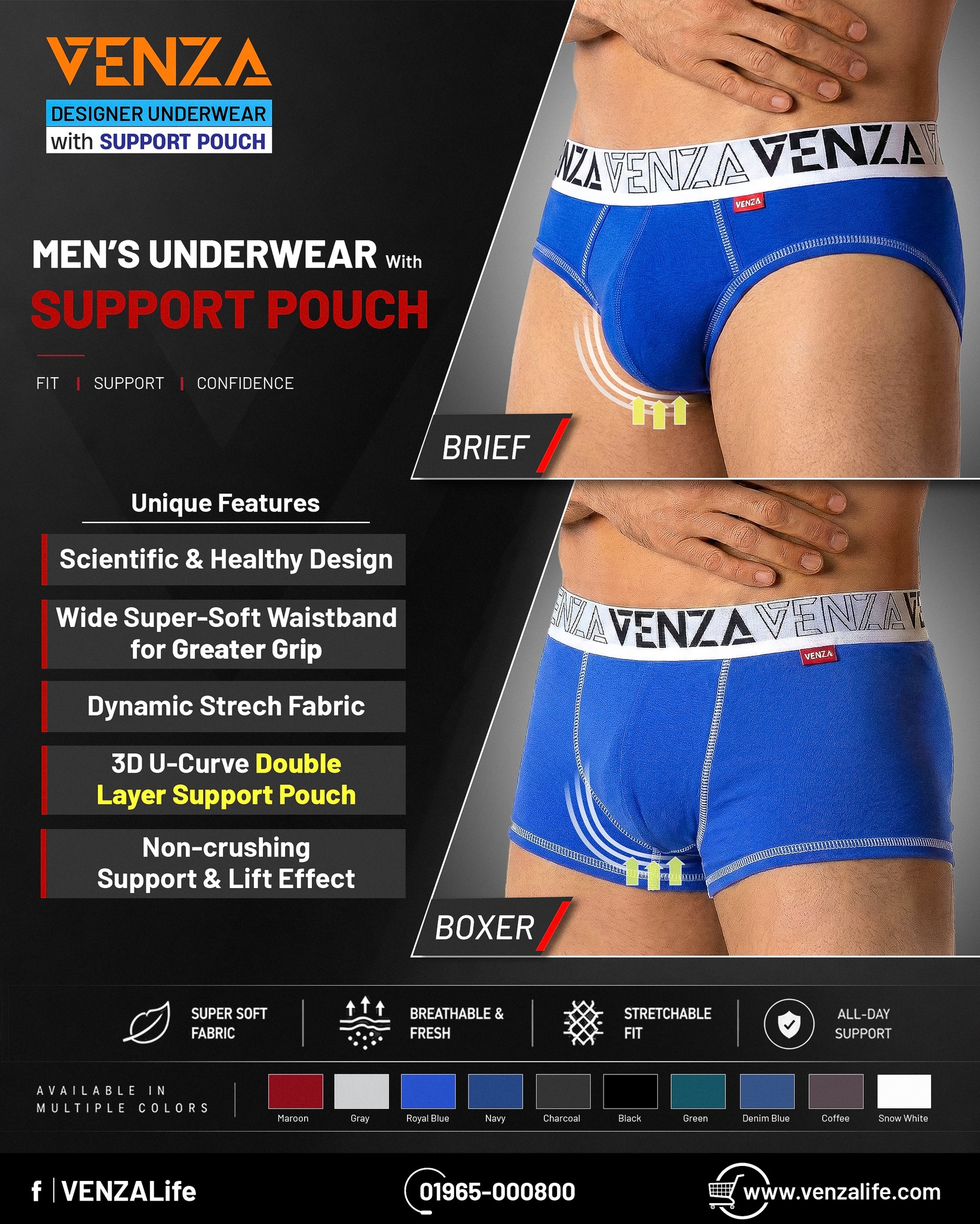 VENZALife Facebook ad: Support Pouch ও Extra-Wide Waistband সহ