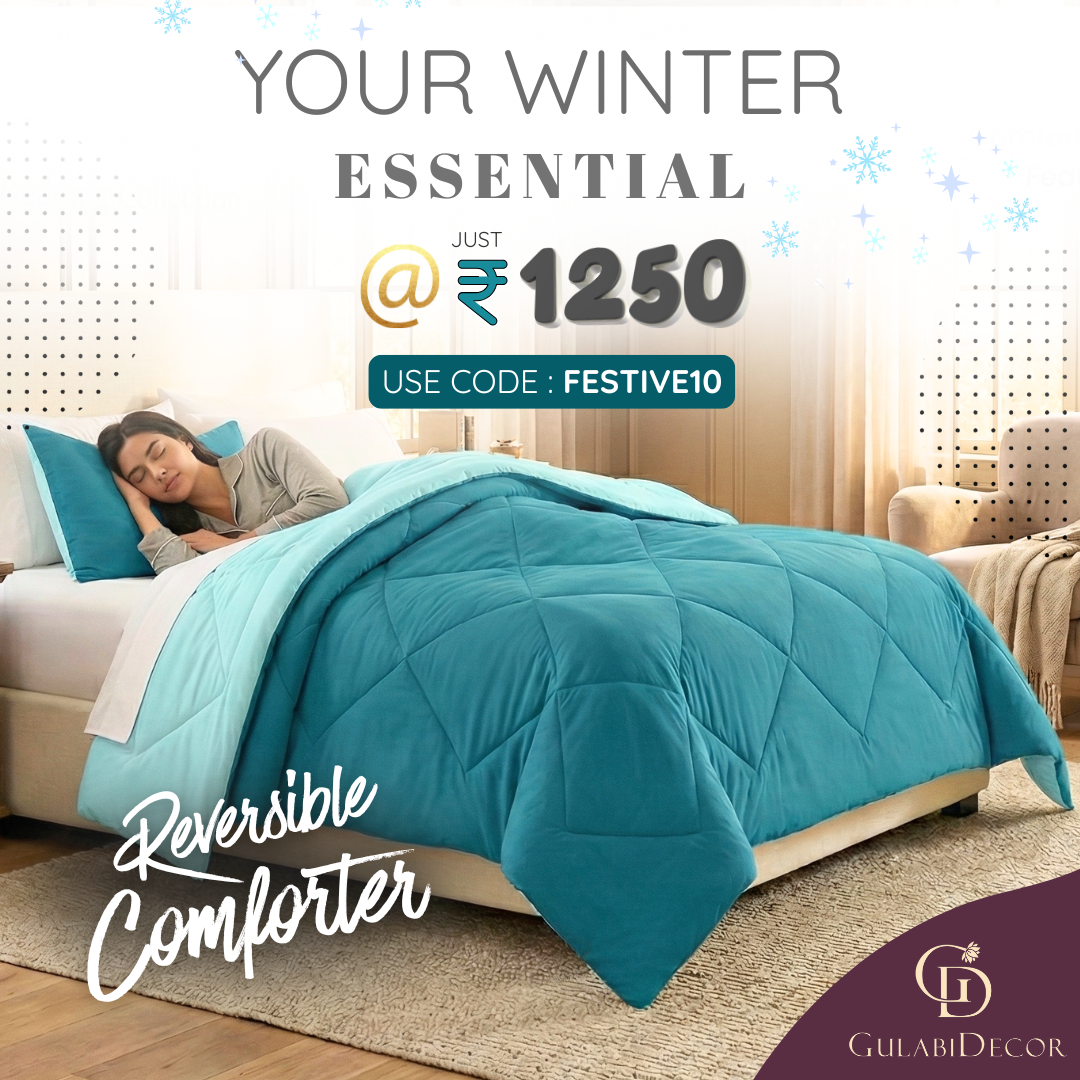 Gulabi Decor Facebook ad: Reversible Double Bed Comforter @ ₹1250