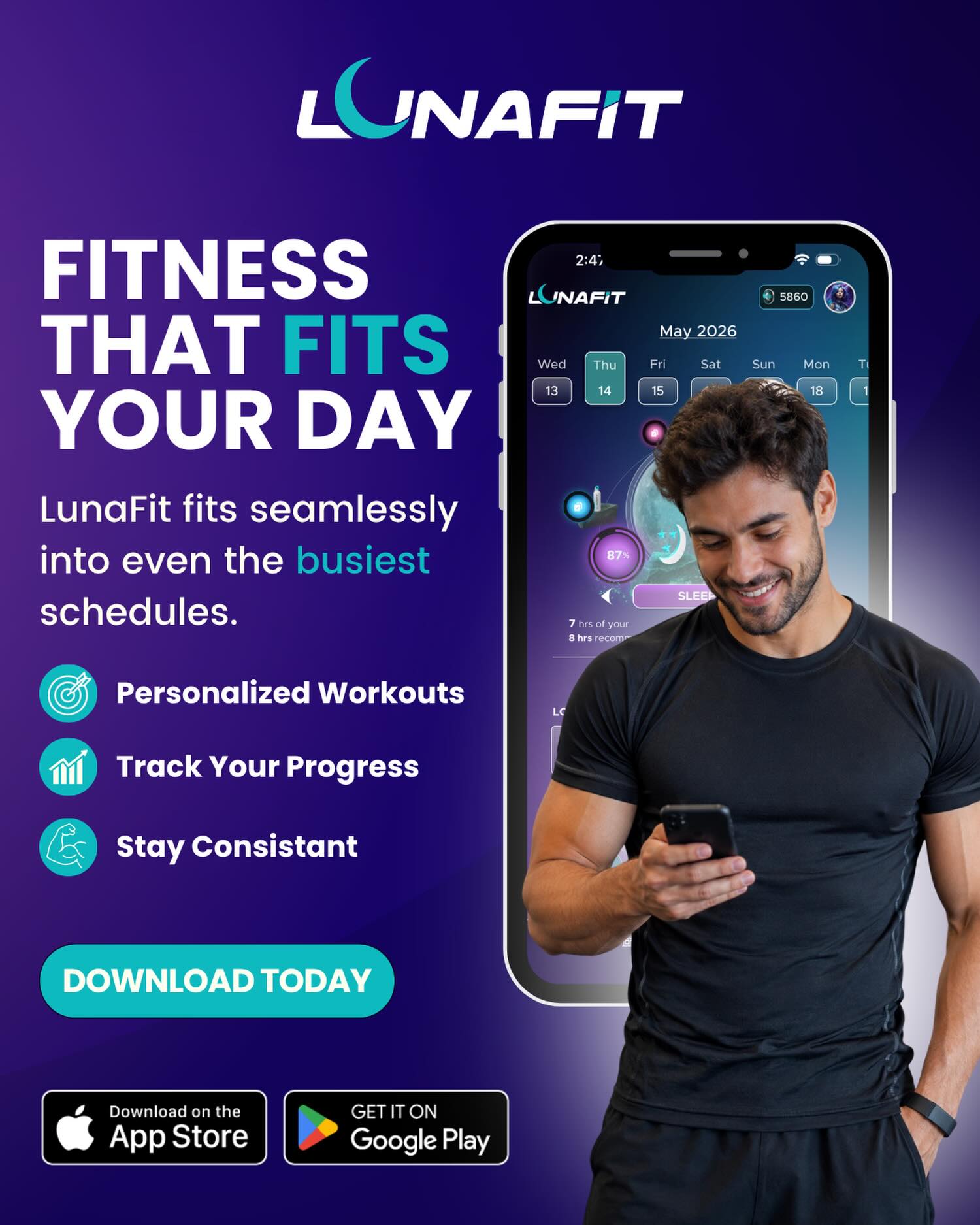 LunaFit App Facebook ad
