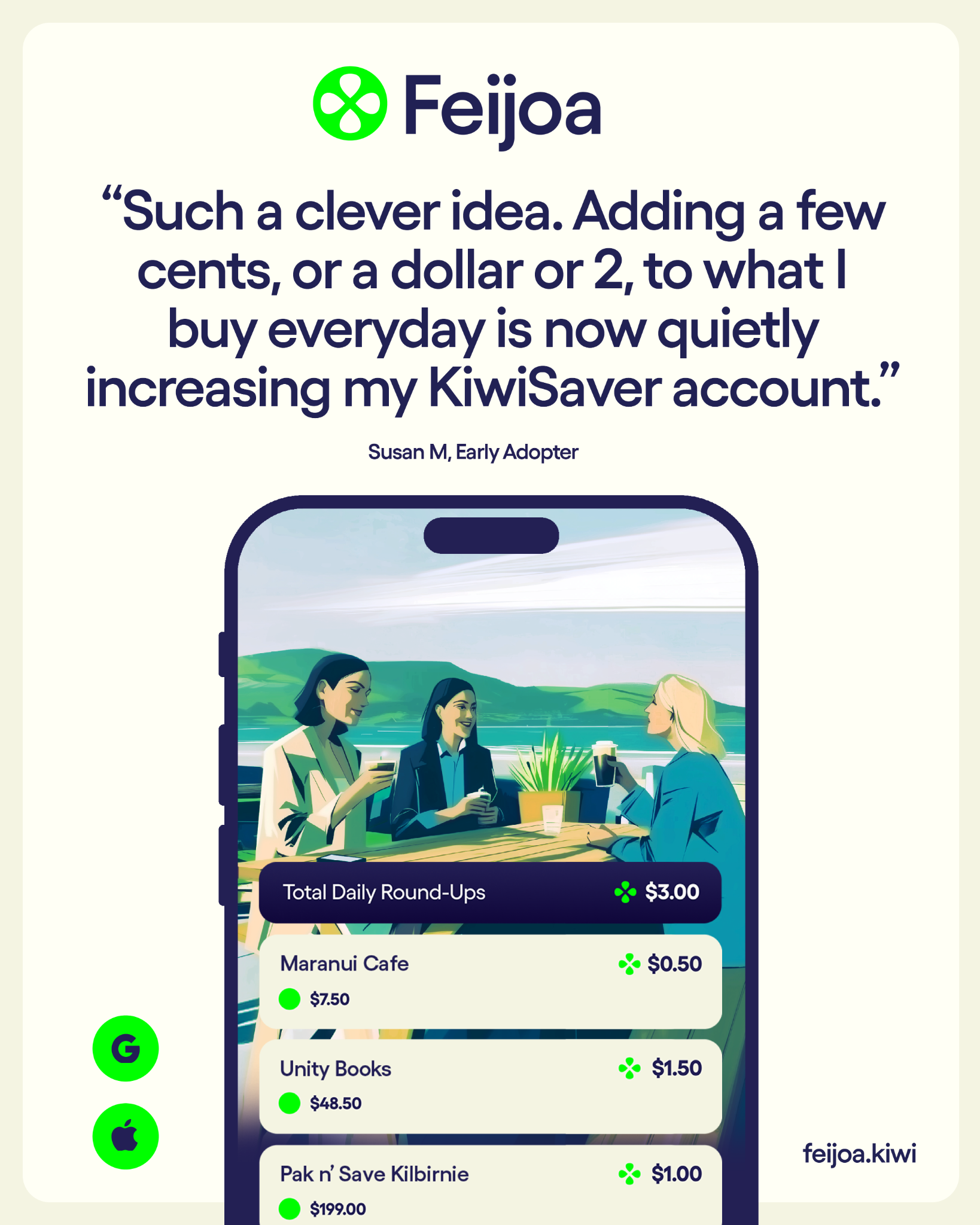Feijoa Facebook ad: Feijoa | Save as You Spend