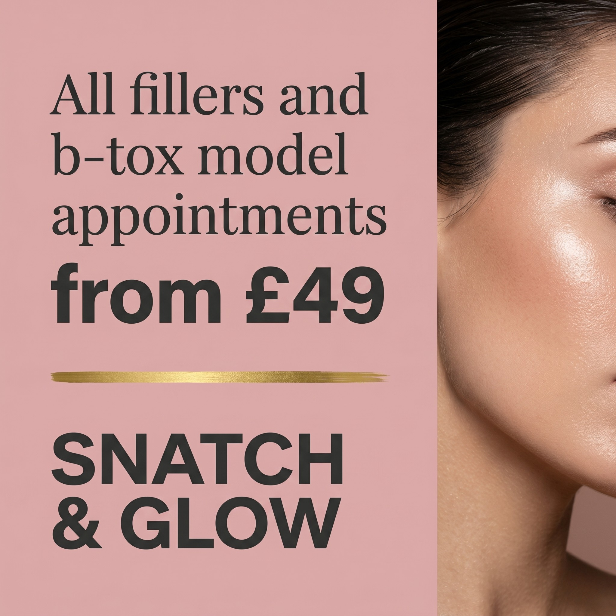 Snatch & Glow Facebook ad: Senior Practitioner Treatments From £49