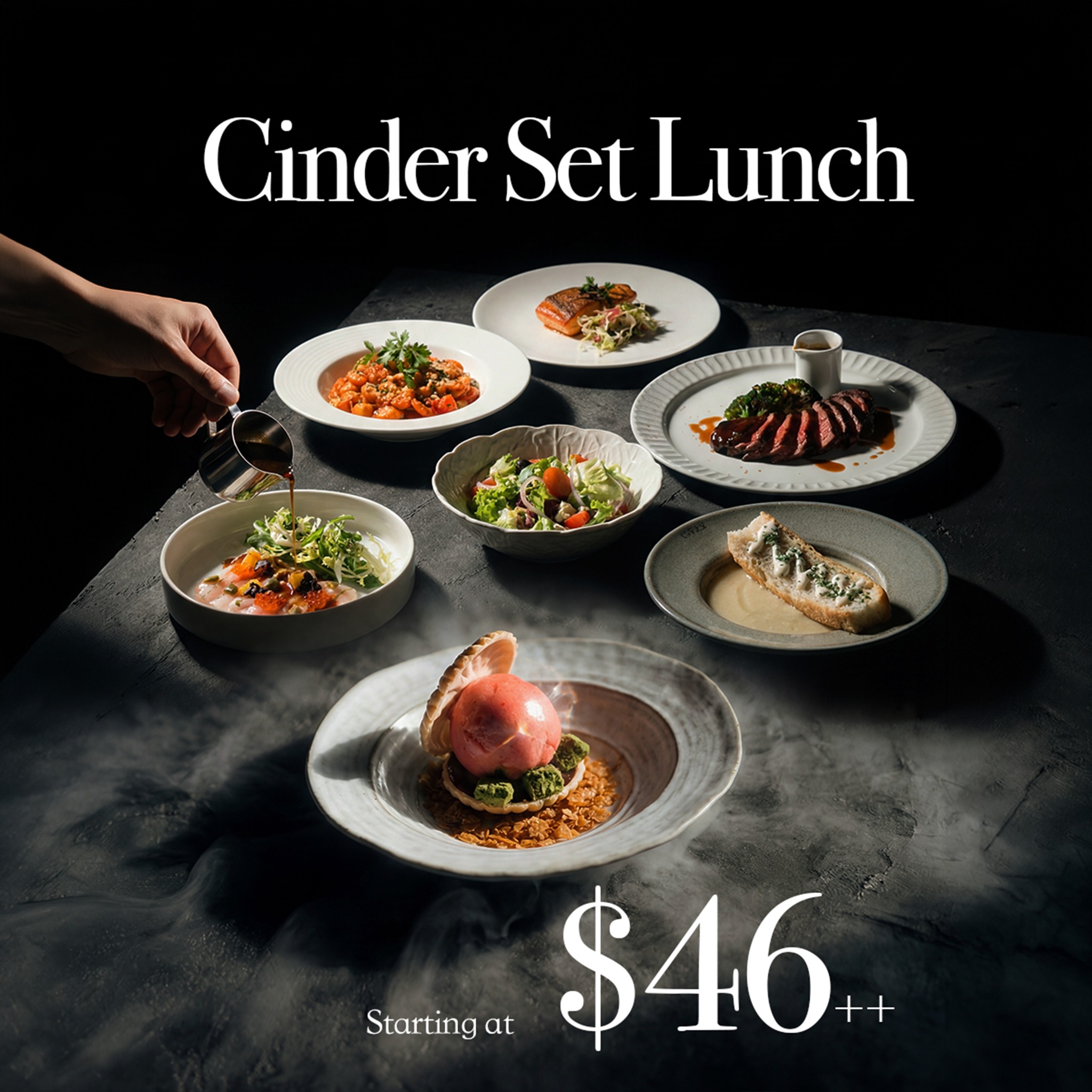 Cinder Steakhouse Singapore Facebook ad: Midday, done right.