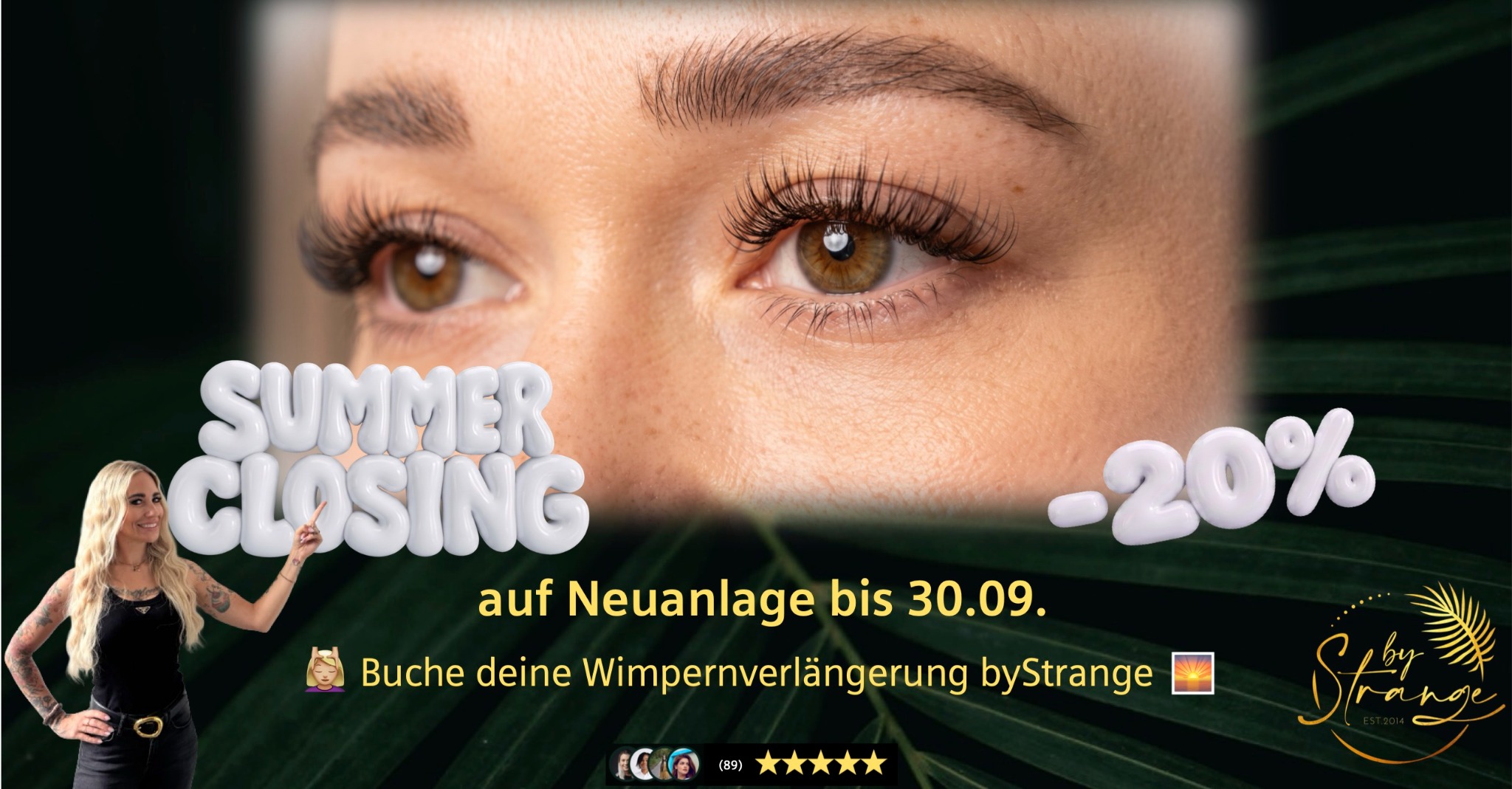 Mrs.Strange Facebook ad: Keine Mascara. Kein Nachschminken. Keine Pandaaugen…