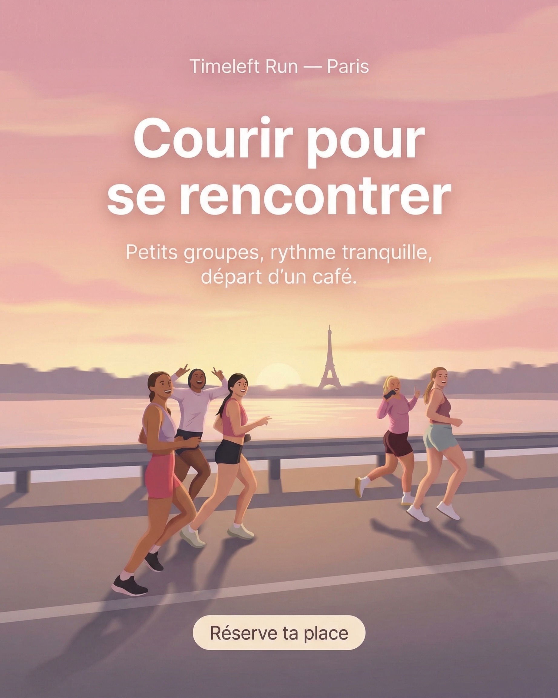 Timeleft Facebook ad: Courez, amis plus tard