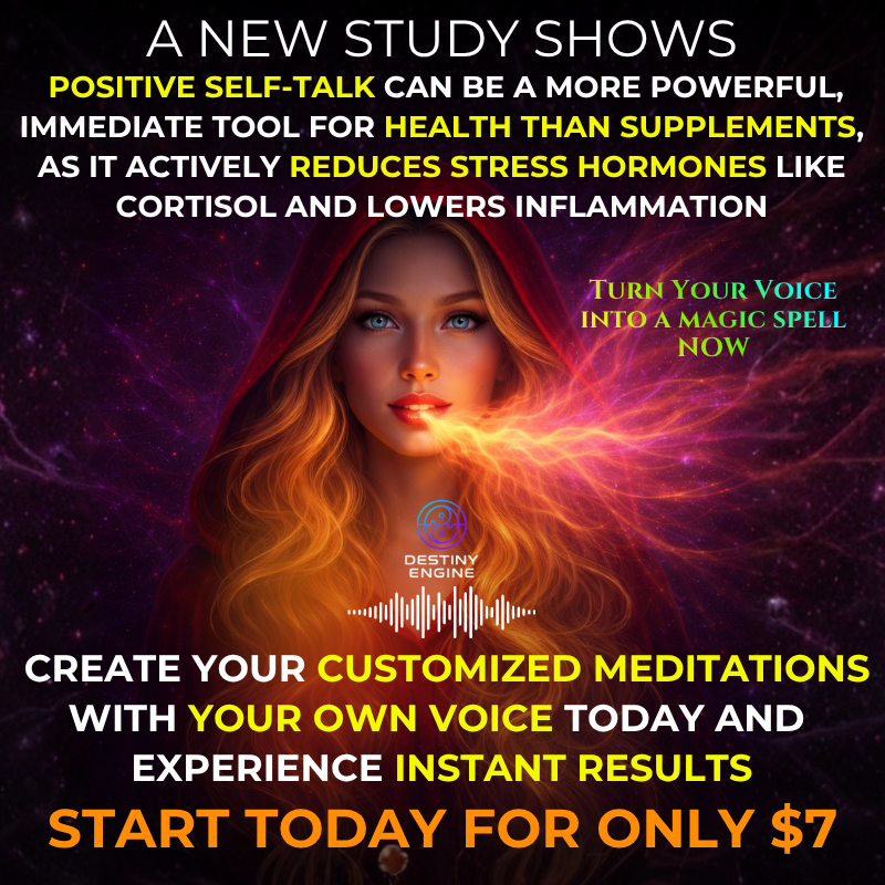 Destiny Engine Facebook ad: Turn your voice into cortisol-destroying medicine tonight.