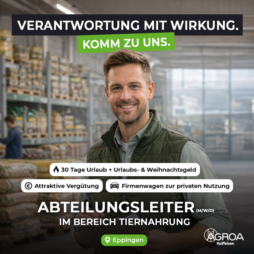 AGROA Raiffeisen Facebook ad: Abteilungsleiter - Tiernahrung (m/w/d) gesucht!