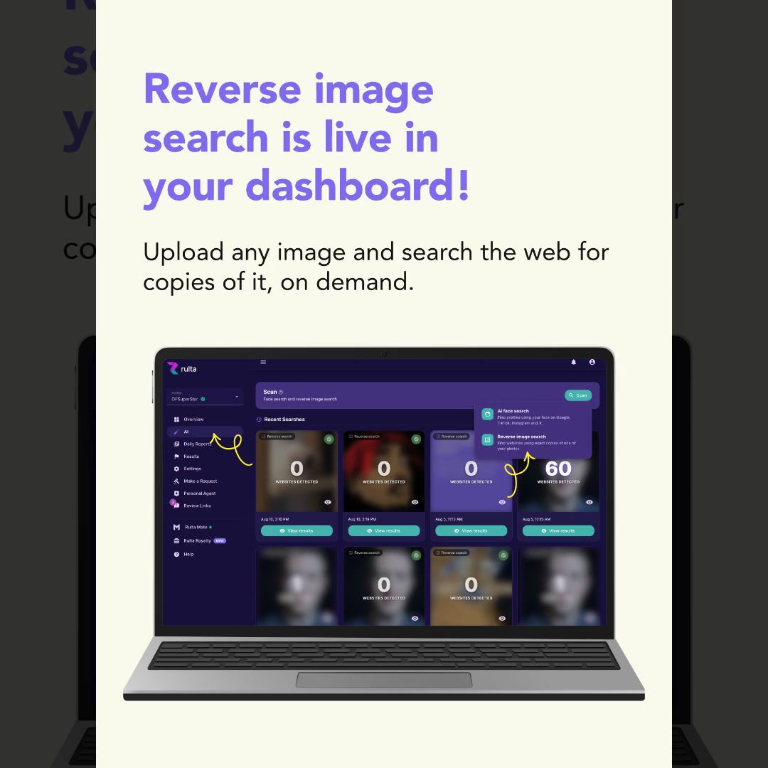 Rulta Facebook ad: New in your dashboard Reverse image search lets…