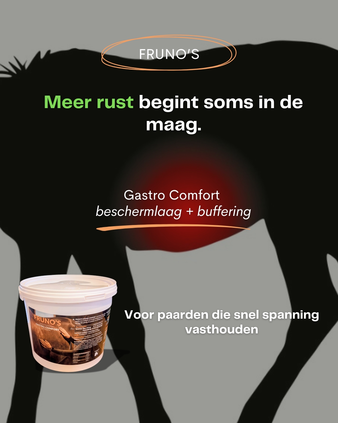 Frunos horse supplements Facebook ad: Voor stress en gevoelige maag