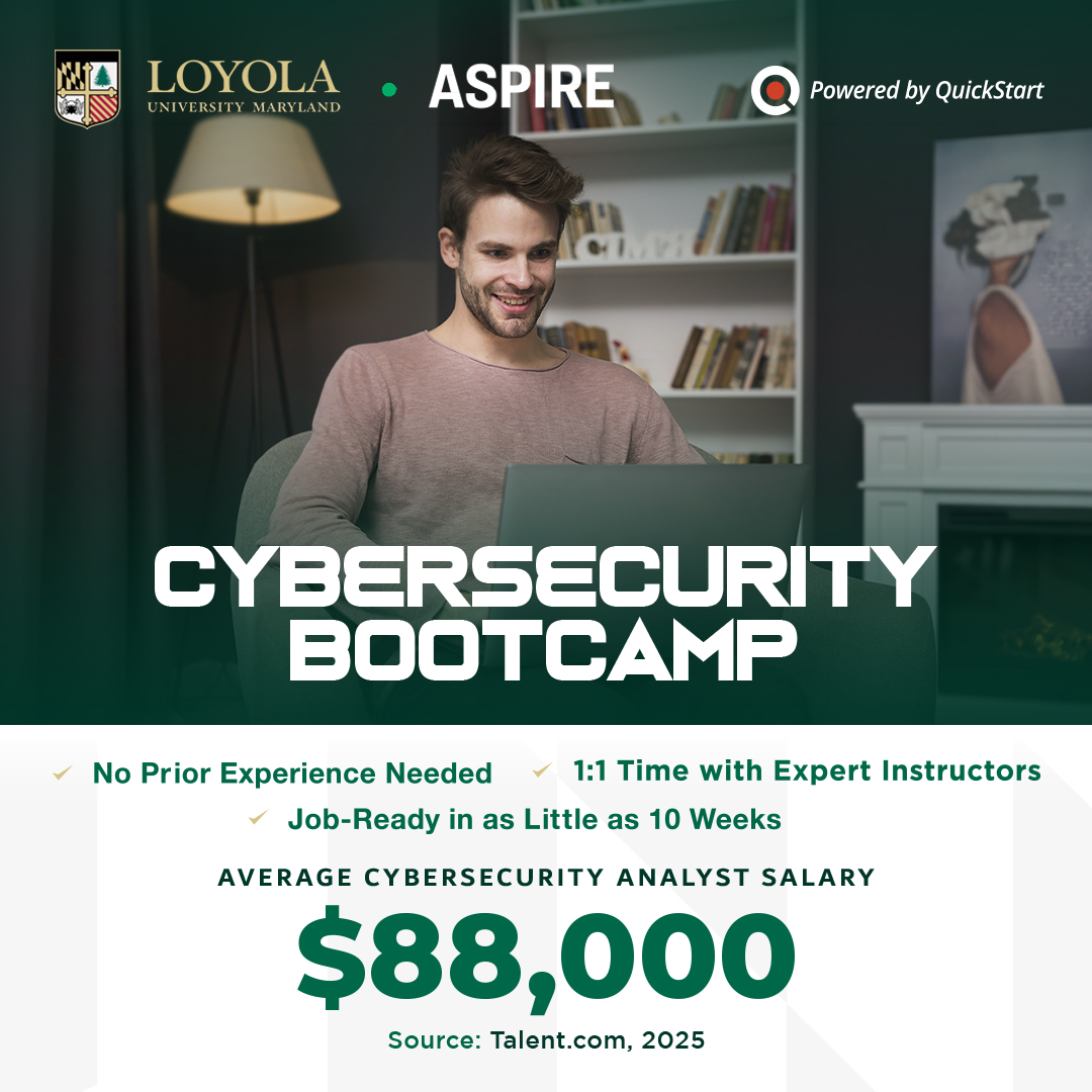 Loyola University Maryland Tech Bootcamps Facebook ad: Fast-Track Your Cybersecurity Career