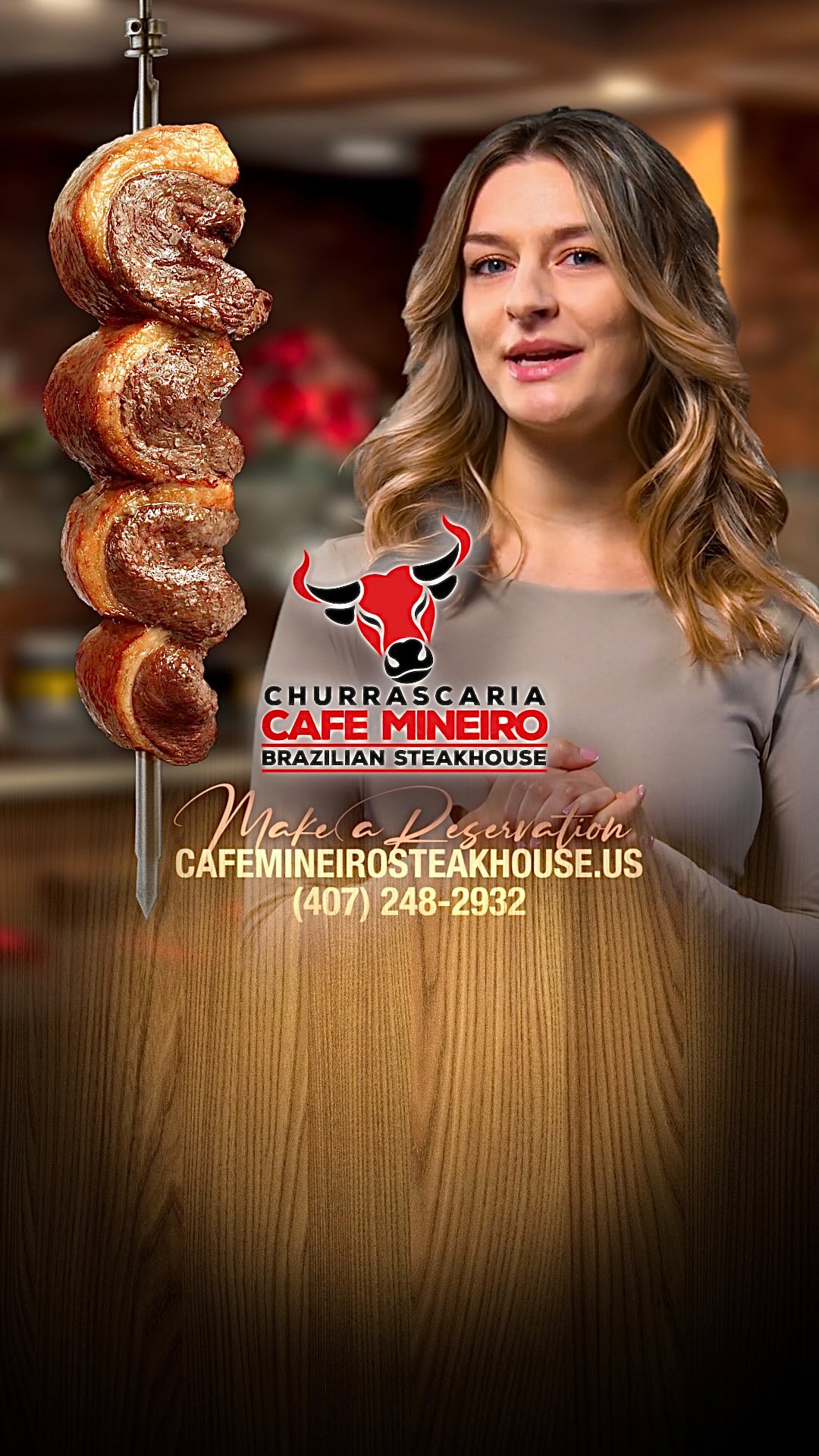 Cafe Mineiro Brazilian Steakhouse Facebook ad: Experience the True Taste of Brazil at Cafe…