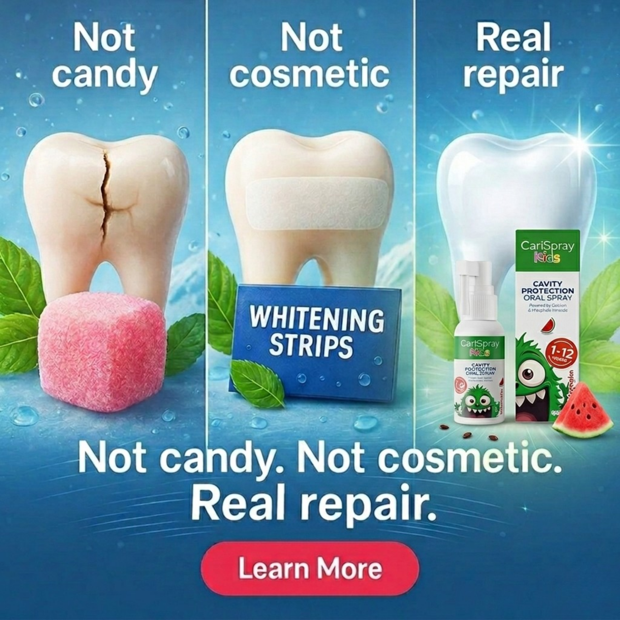 OralAdvance Laboratories Facebook ad: Zero Cavities. Two Check-Ups in a Row.