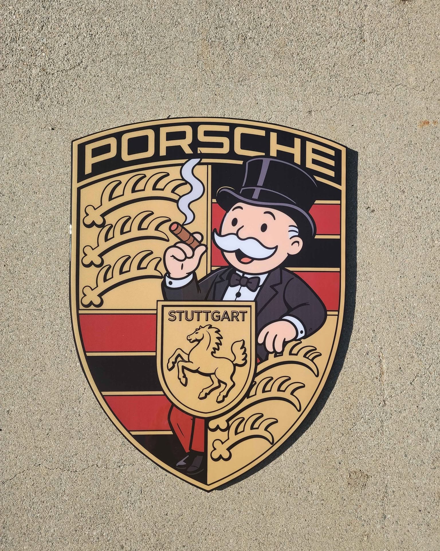 Samantha Aguilar Facebook ad: Monopoly Porsche Wooden Garage Sign, 20inch