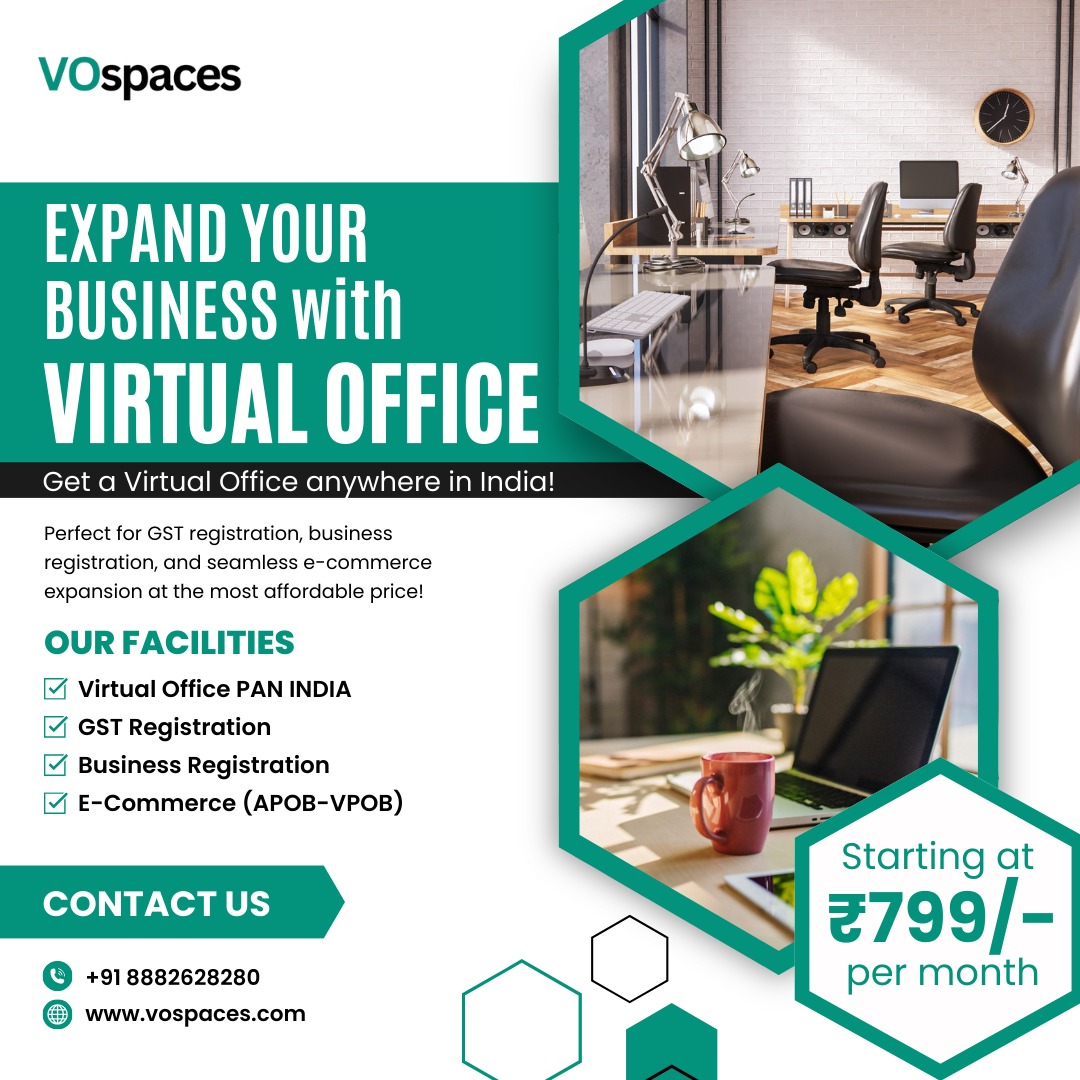 VOspaces Facebook ad: Virtual Office for GST reg. PAN India