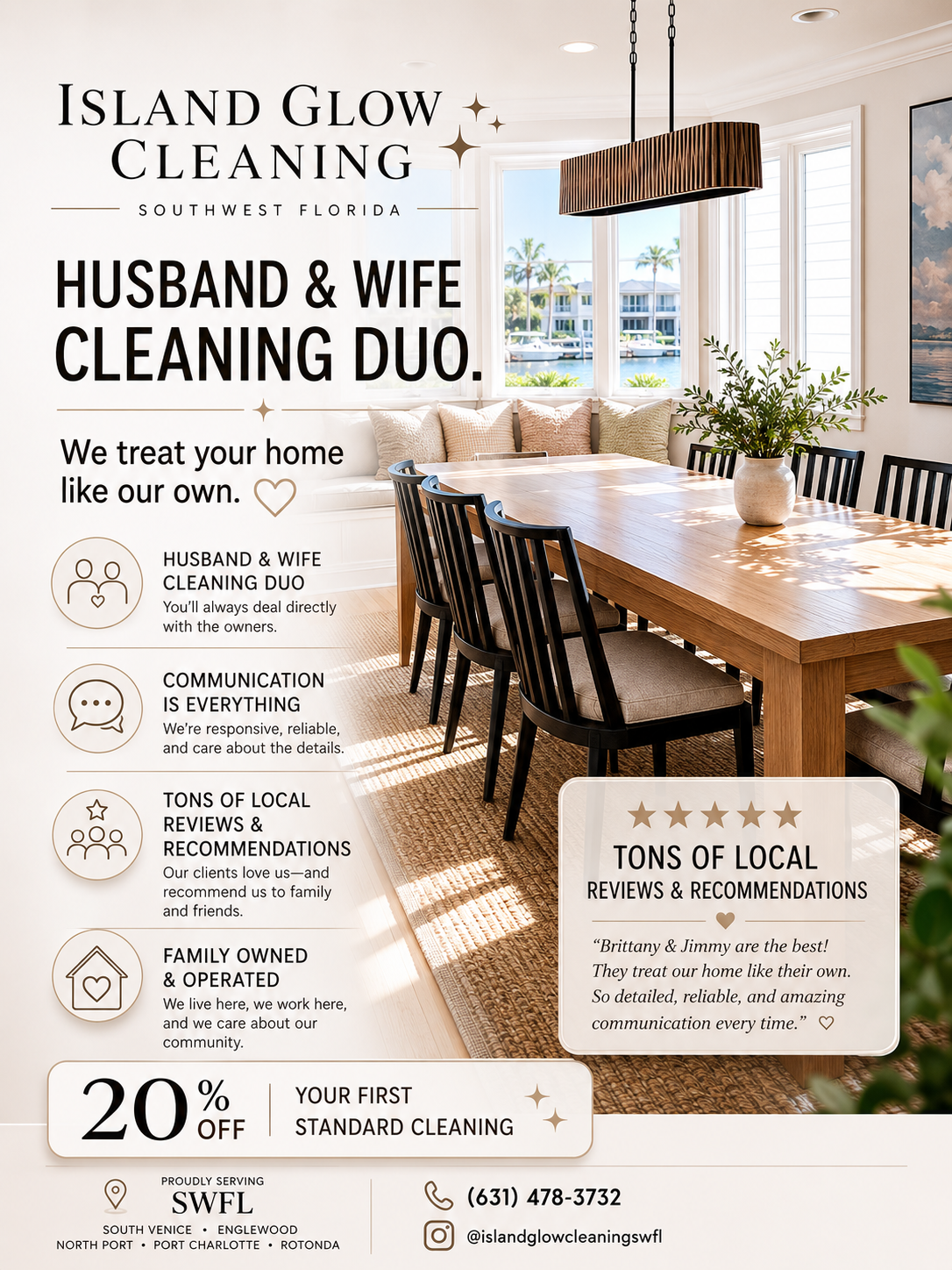 Island Glow Cleaning SWFL Facebook ad: Local Husband & Wife Cleaning Team!