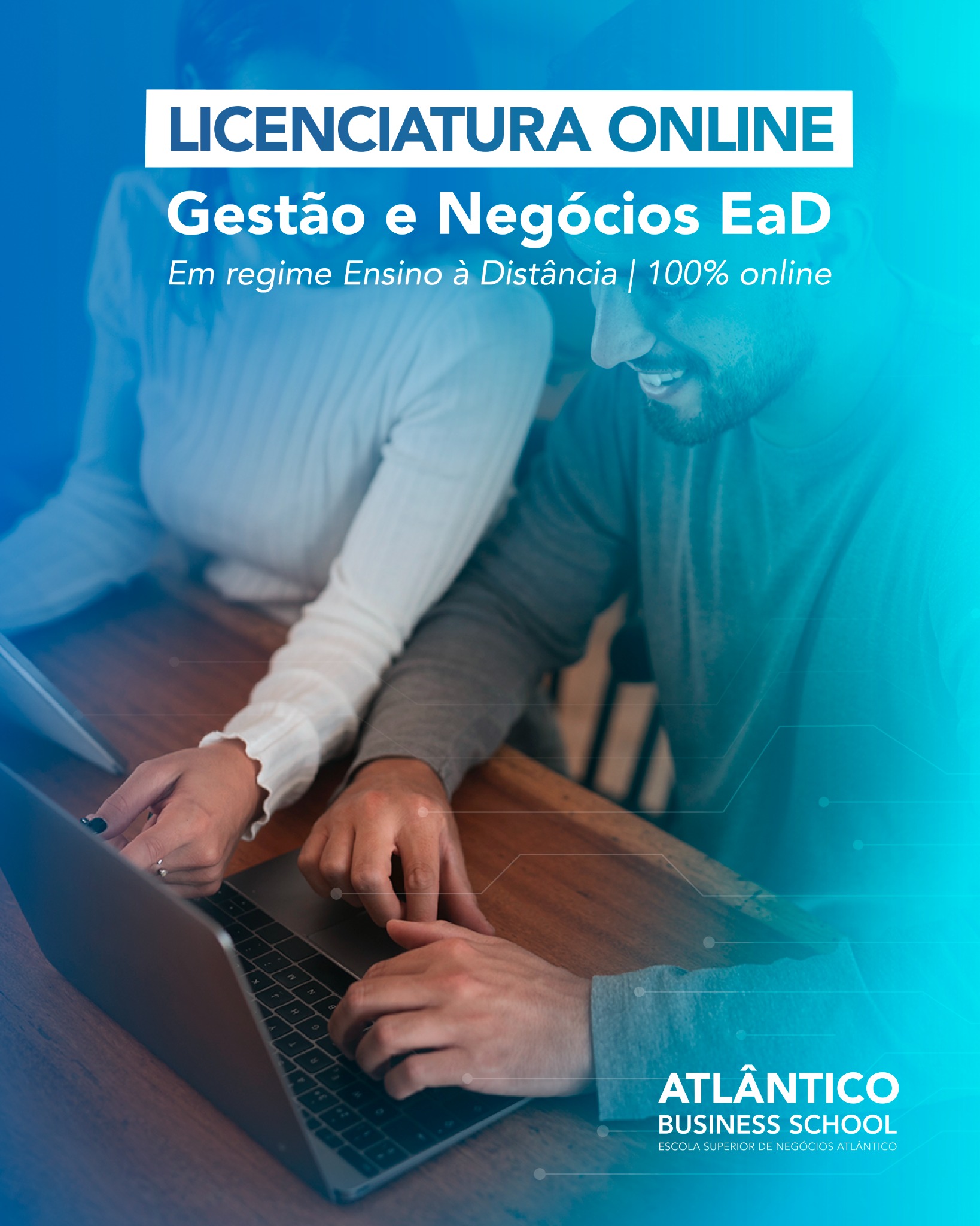 Atlântico Business School Facebook ad: Licenciatura em Gestão e Negócios EaD | 100% Online