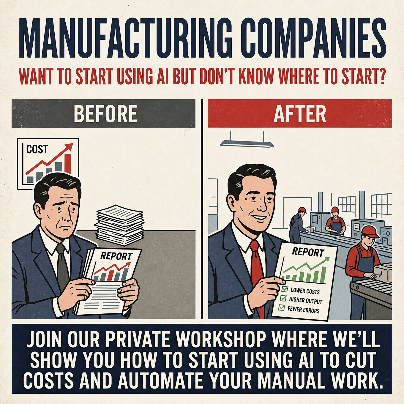 ResultsIQ AI Facebook ad: Free AI Manufacturing Workshop