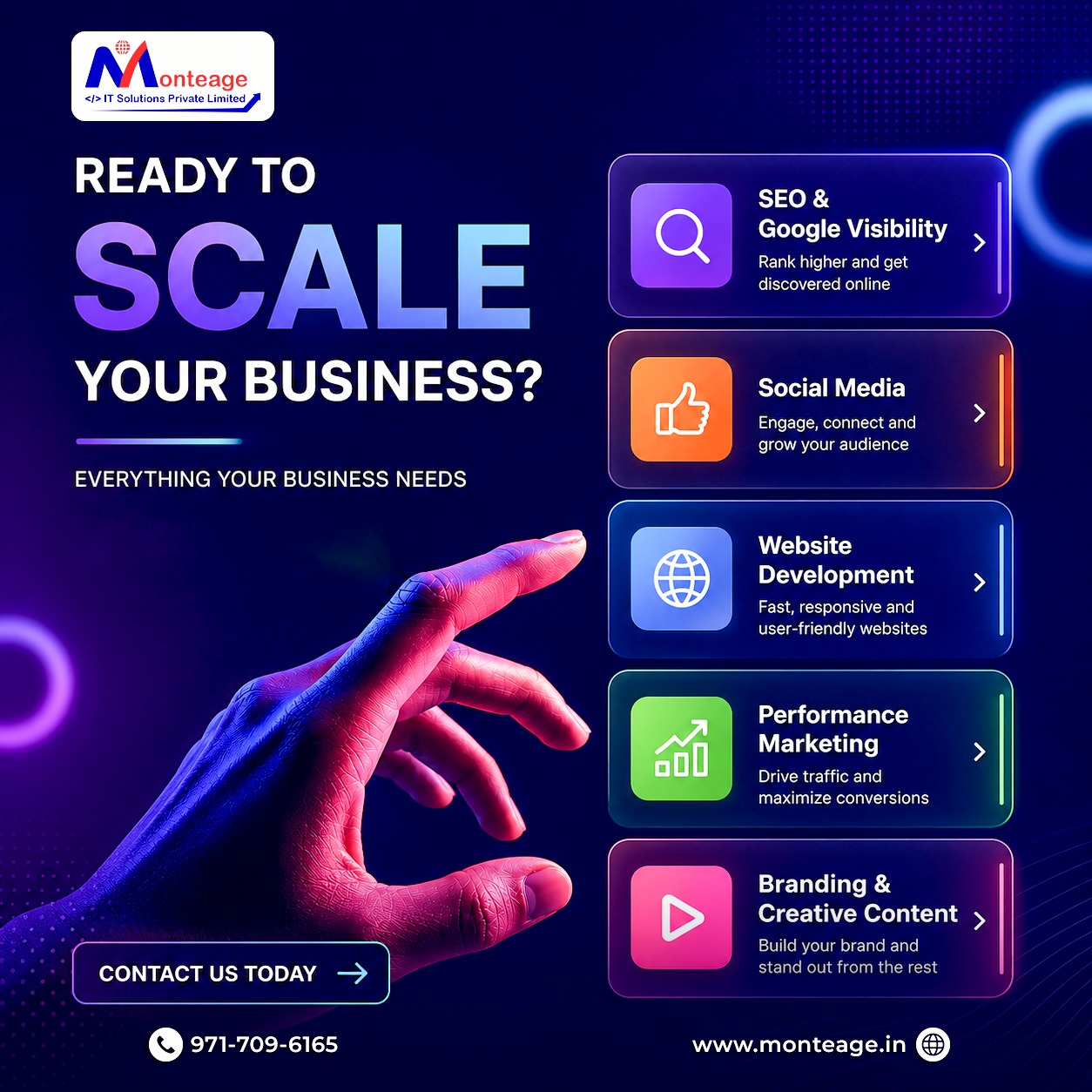 Monteage Facebook ad: Grow Online with Modern Web Solutions