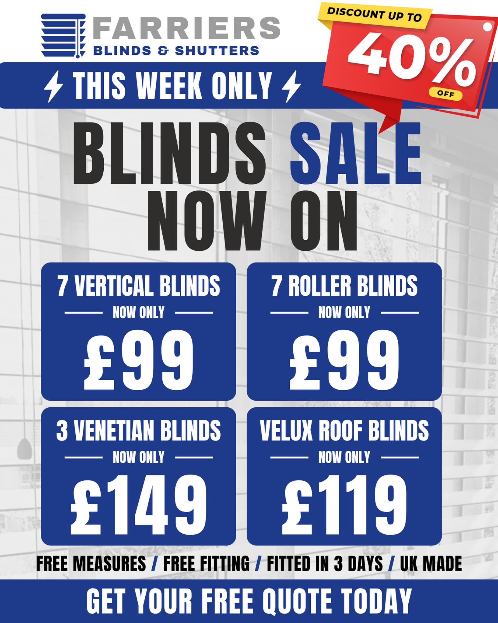 Farriers Blinds & Shutters Facebook ad from Jul 2, 2026