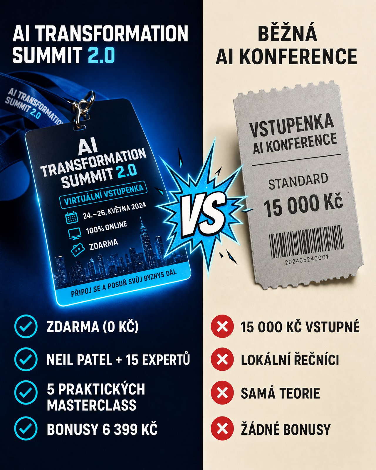 AI Transformation Summit Facebook ad: Začínáme už 7. 6. Registrace zdarma