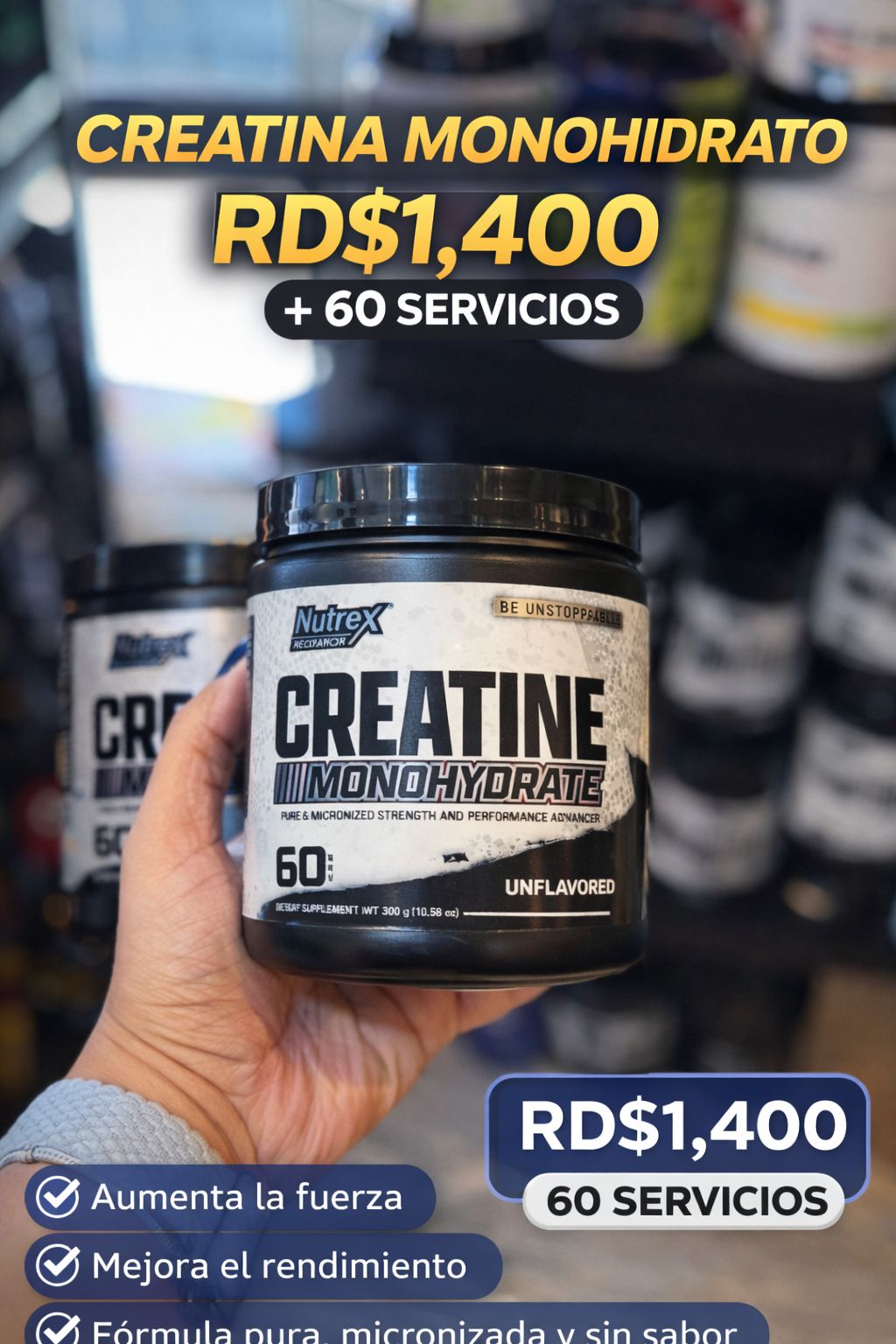 MFMstorerd Facebook ad: Descubre la potencia de Creatina Monohidratada