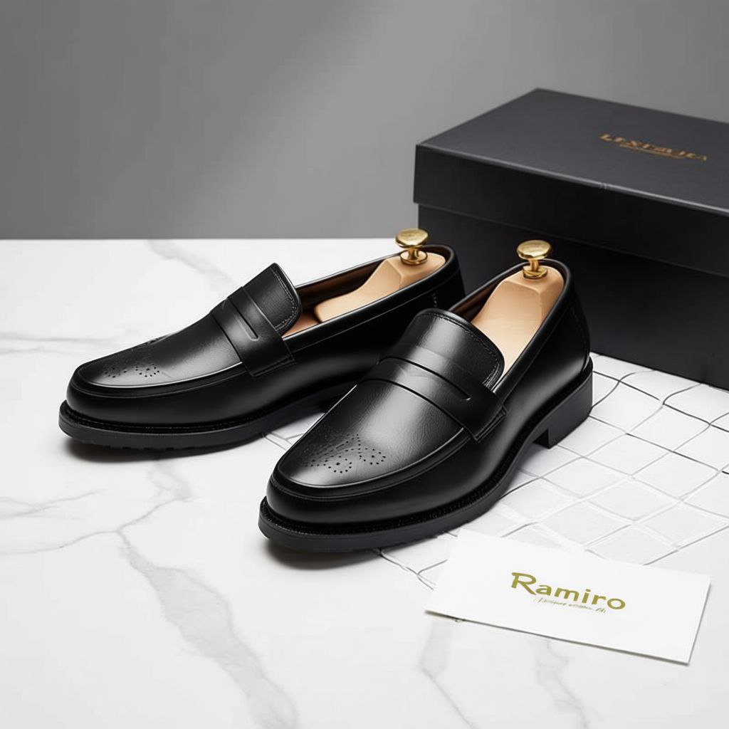 Ramiro store Facebook ad: Mocassin D'affaires Ramiro Shoes Abidjan; cuir véritable