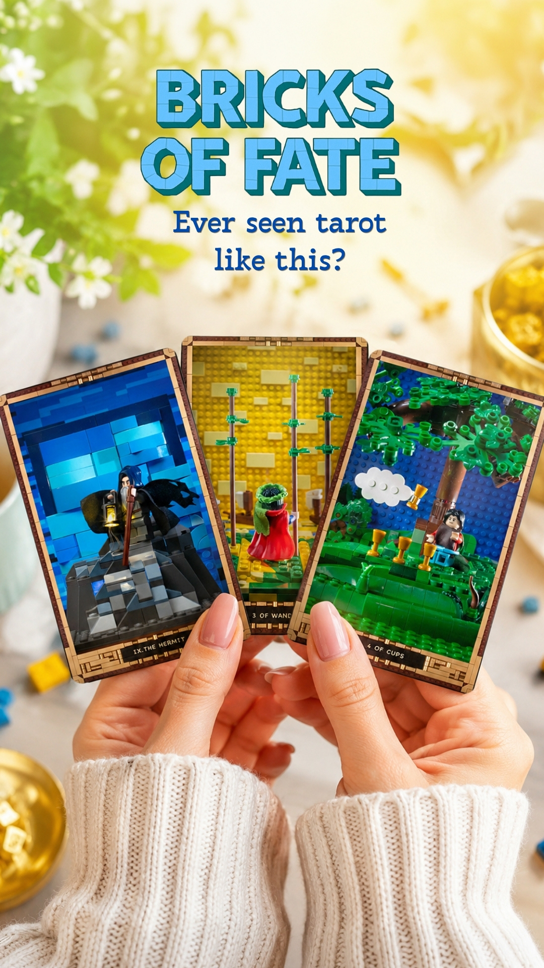 Bricks of Fate Facebook ad: Real tarot, brick-built art