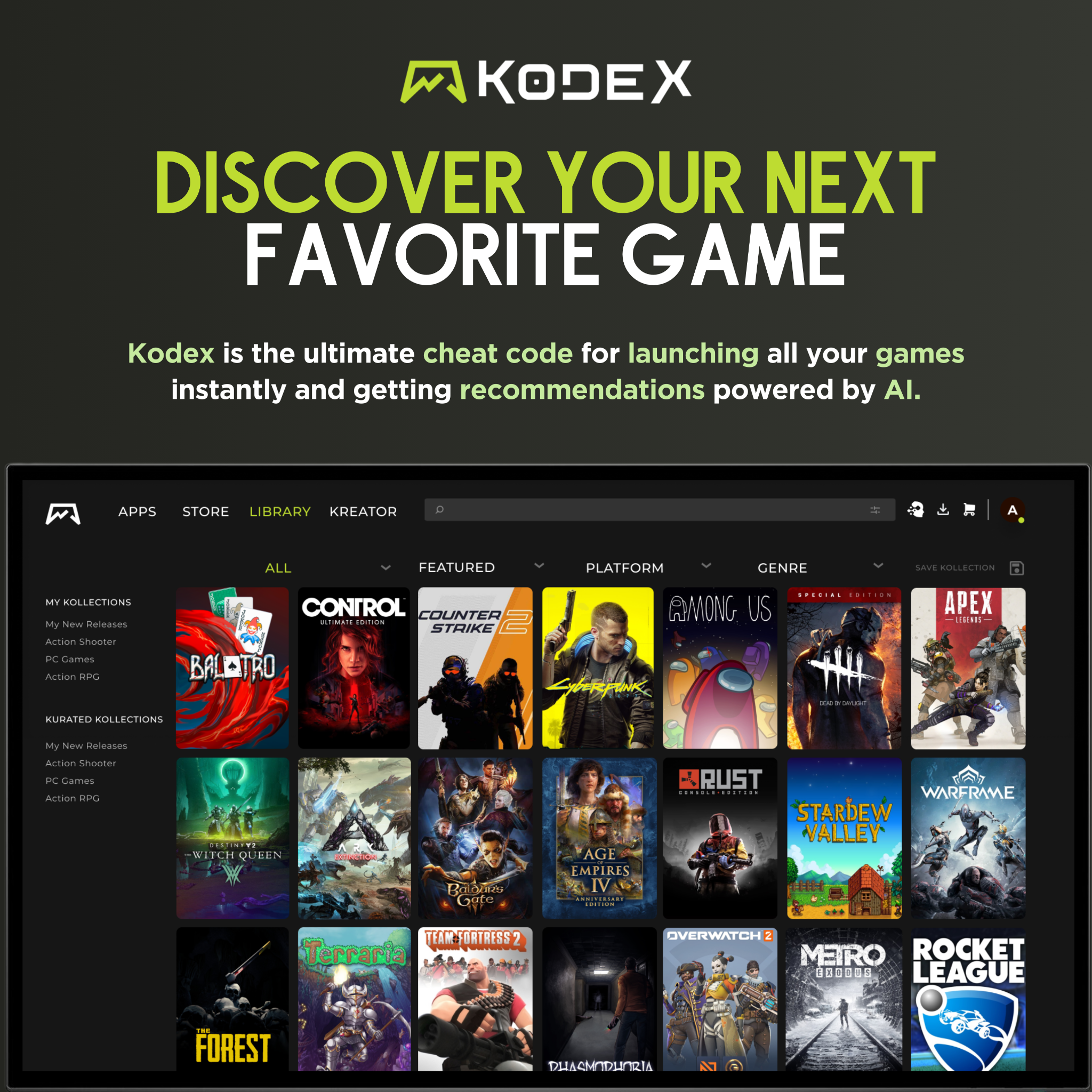 Kodex Facebook ad: All Your Games, One Place